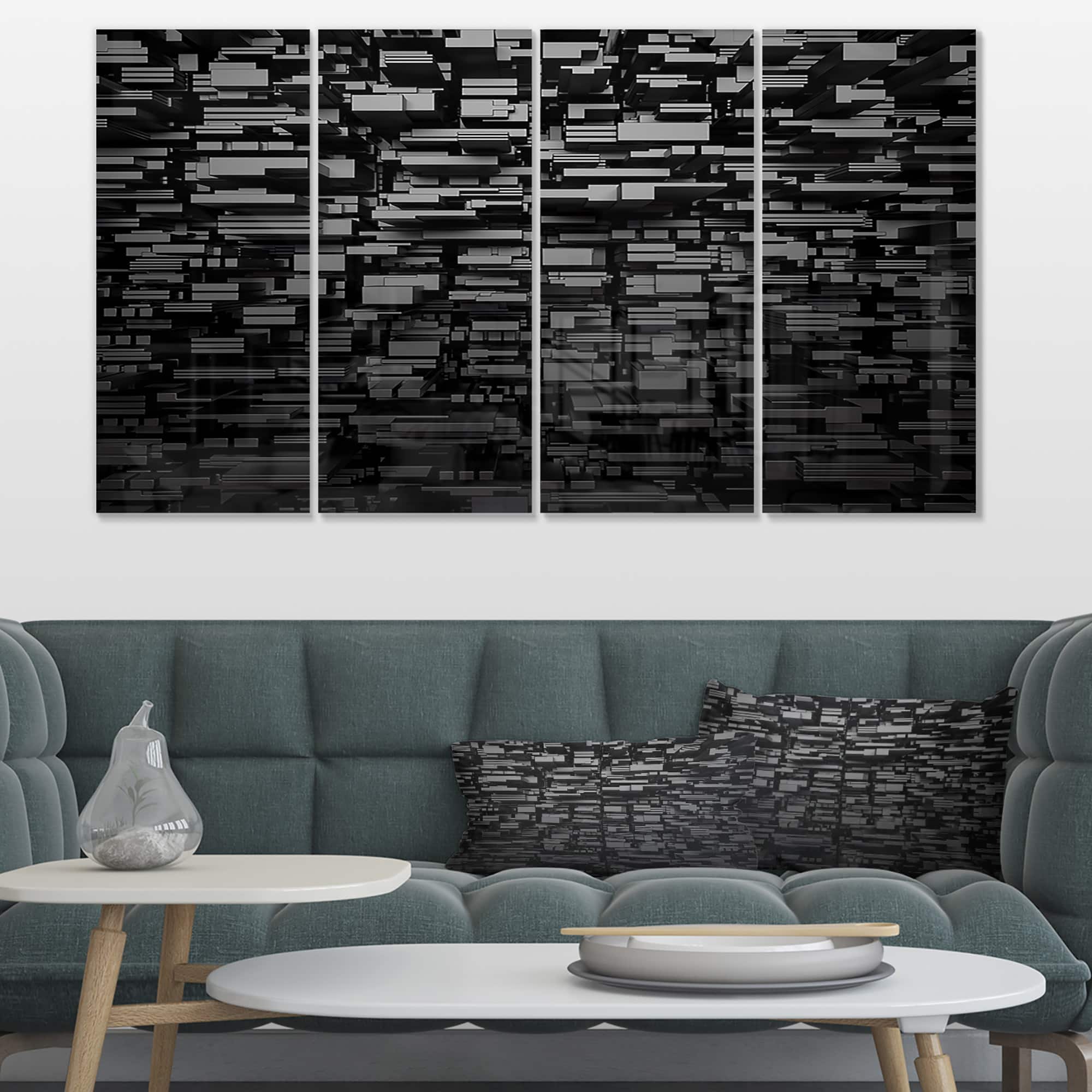 Designart - Black 3D Geometric Background