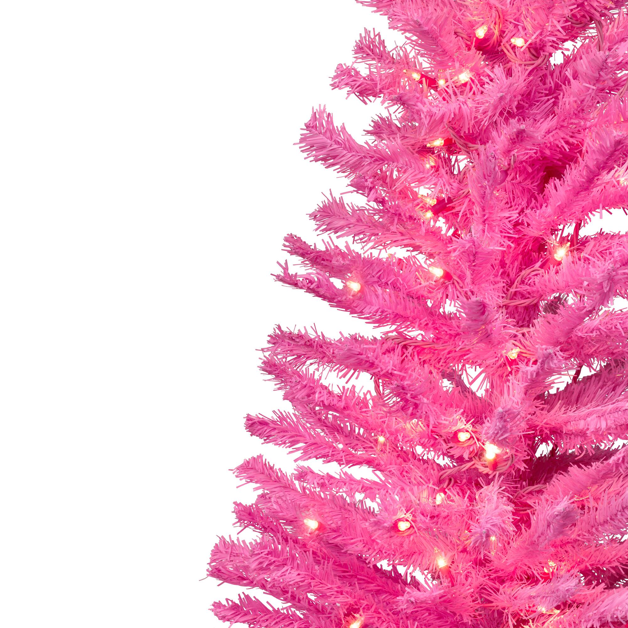 4ft. Pre-Lit Medium Pink Pine Artificial Christmas Tree, Clear Lights