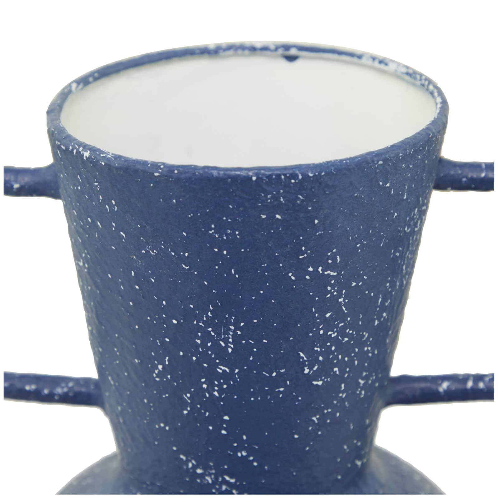 Blue Metal Vase with Handles Set of 2 17", 15"