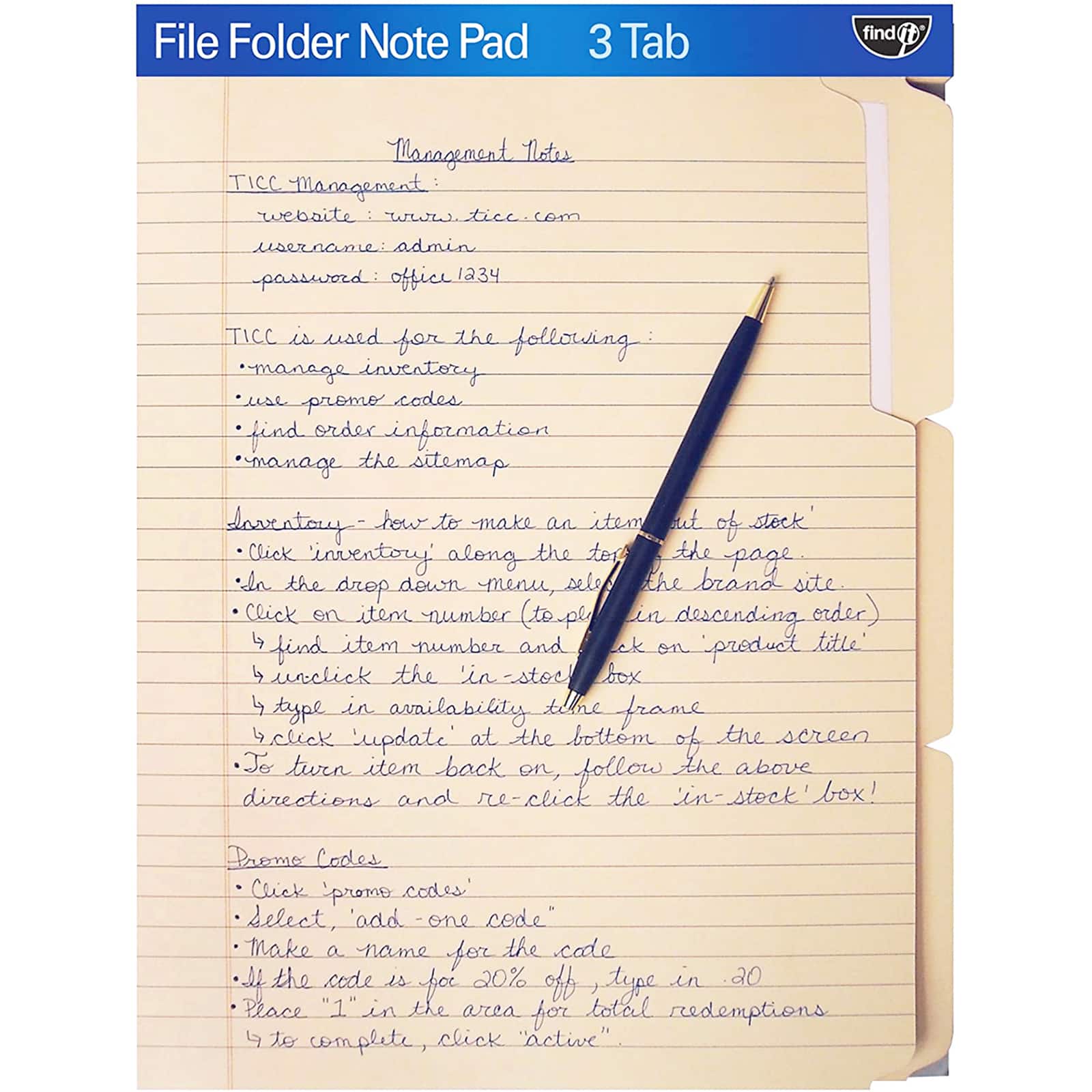 Find It Trading Manila File Folder Notepad