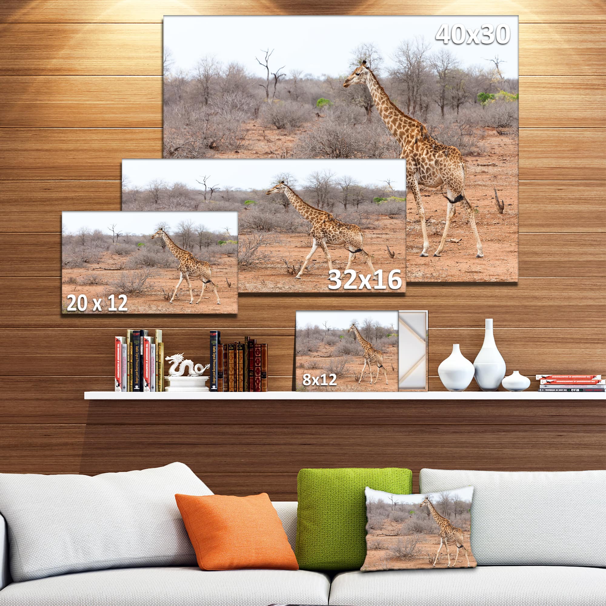 Designart - Giraffe Walking through African Forest - Animal Canvas Art Print