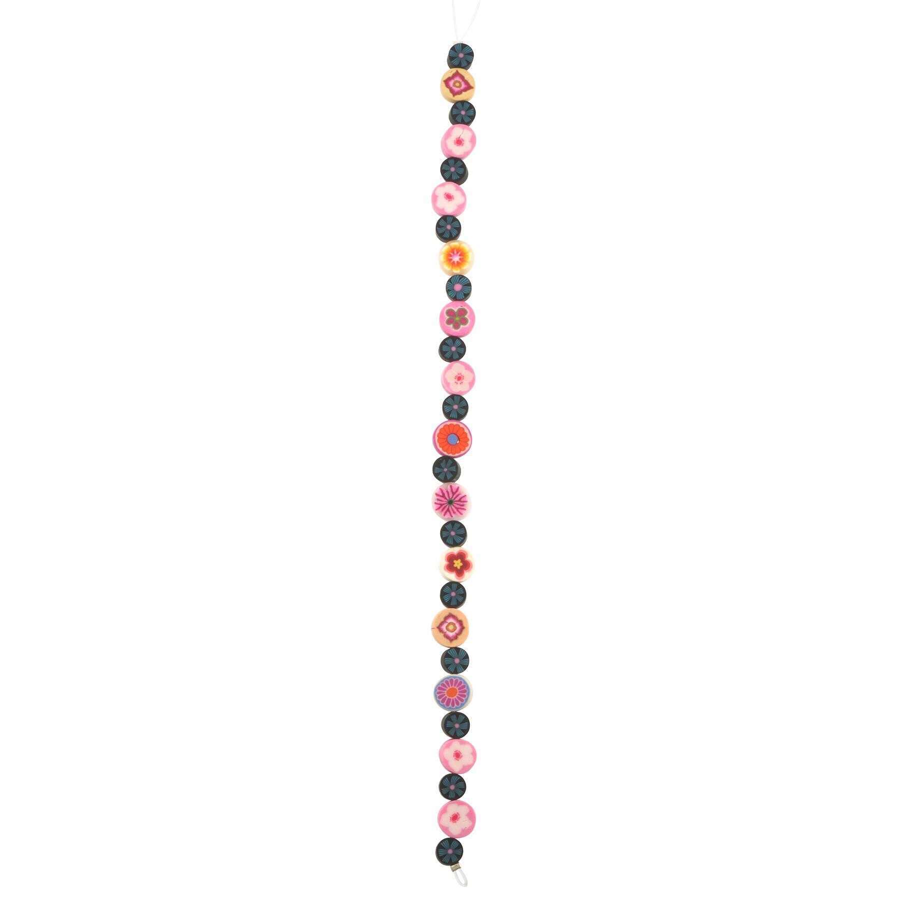 Mixed Flower Clay Disc Beads by Bead Landing™