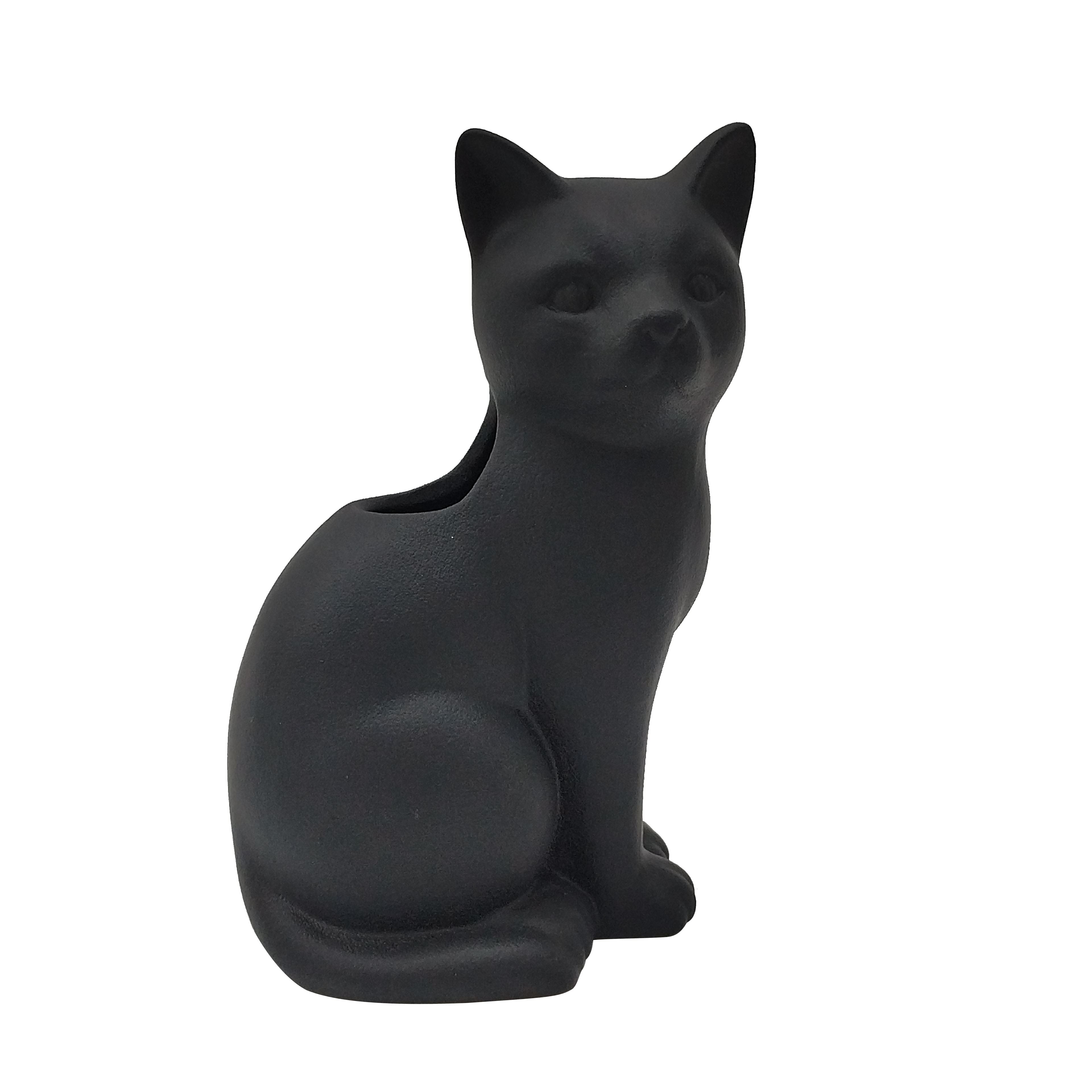 7" Black Cat Ceramic Vase by Ashland®