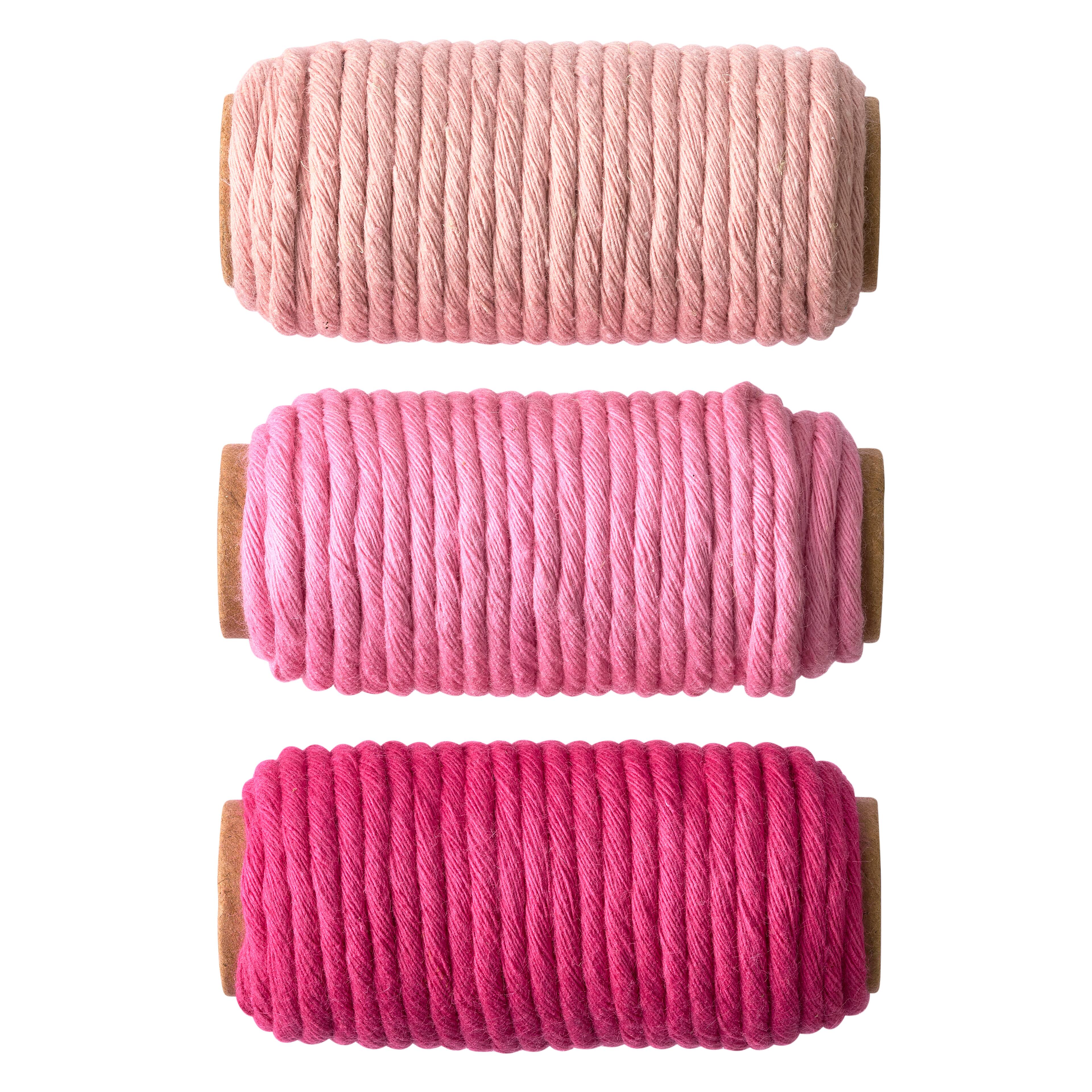 6 Packs: 3 ct. (18 total) 3mm Pink Cotton Macramé Cords by Bead Landing™
