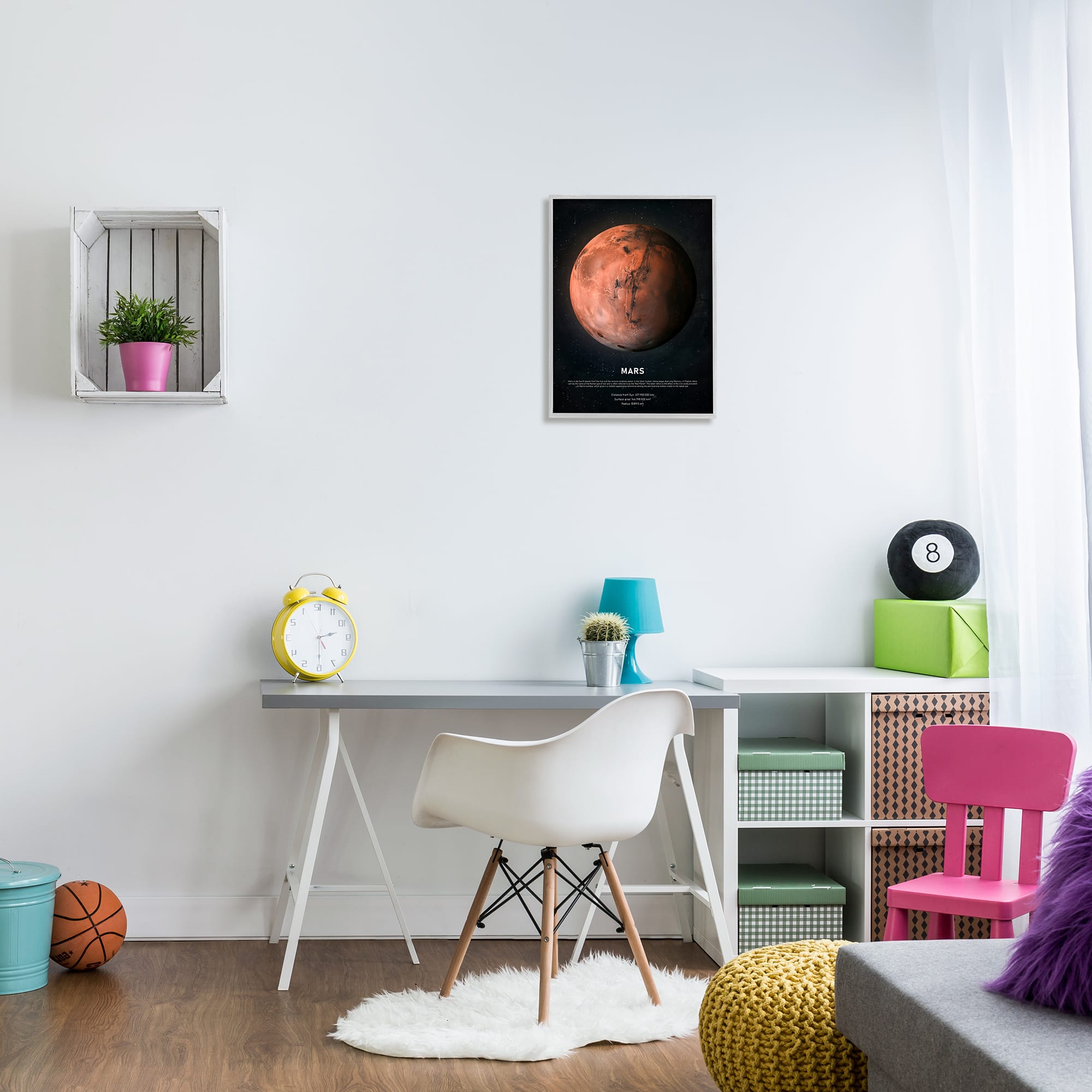 Stupell Industries Mars Red Planet Infographic Astrological Facts Outer Space in Gray Frame Wall Art