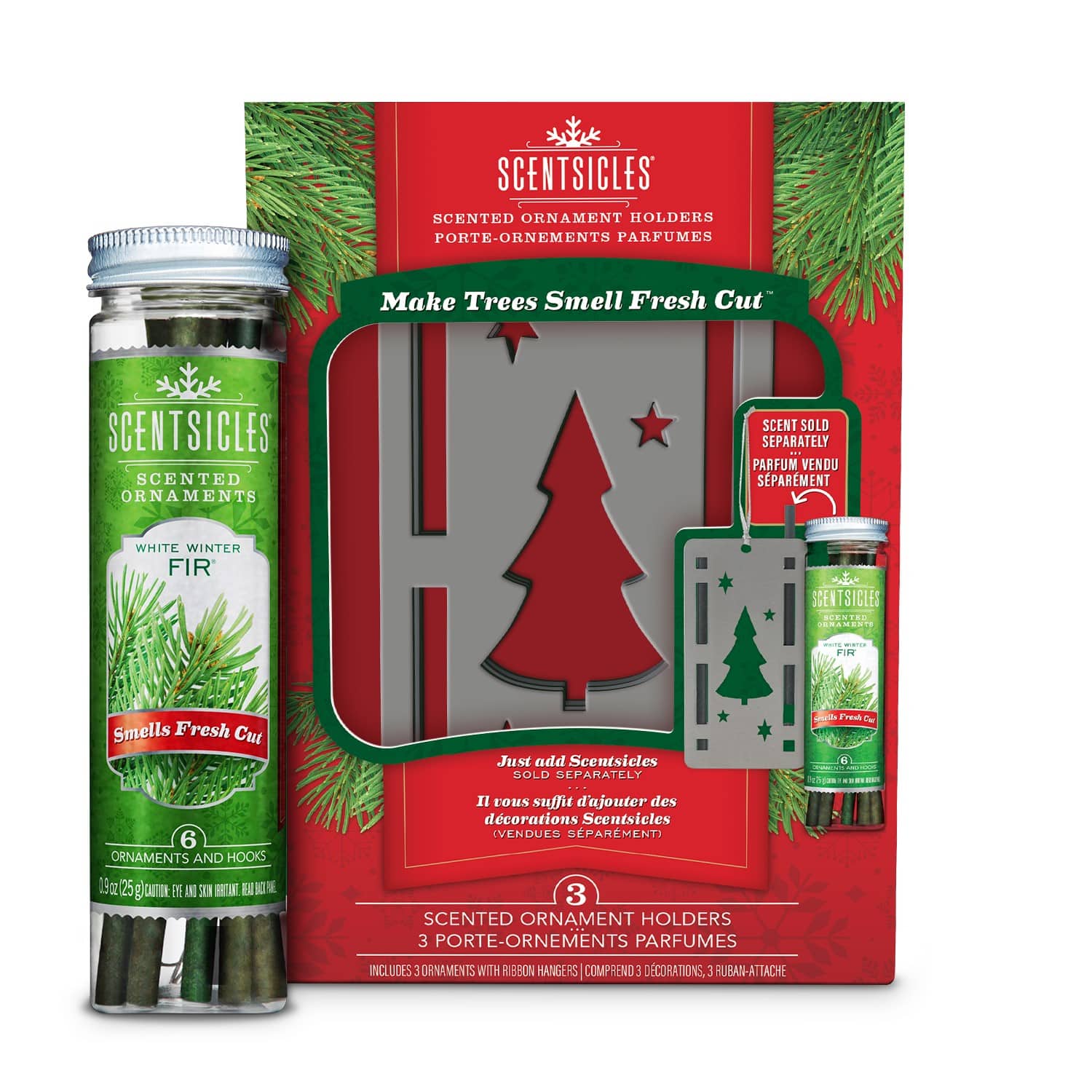 Scentsicles® Bottle, Stick, and White Winter Fir Trio Ornament Set