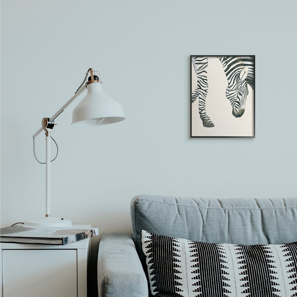 Stupell Industries Zebra Grazing Striped Safari Animal Hoof Detail in Black Frame Wall Art