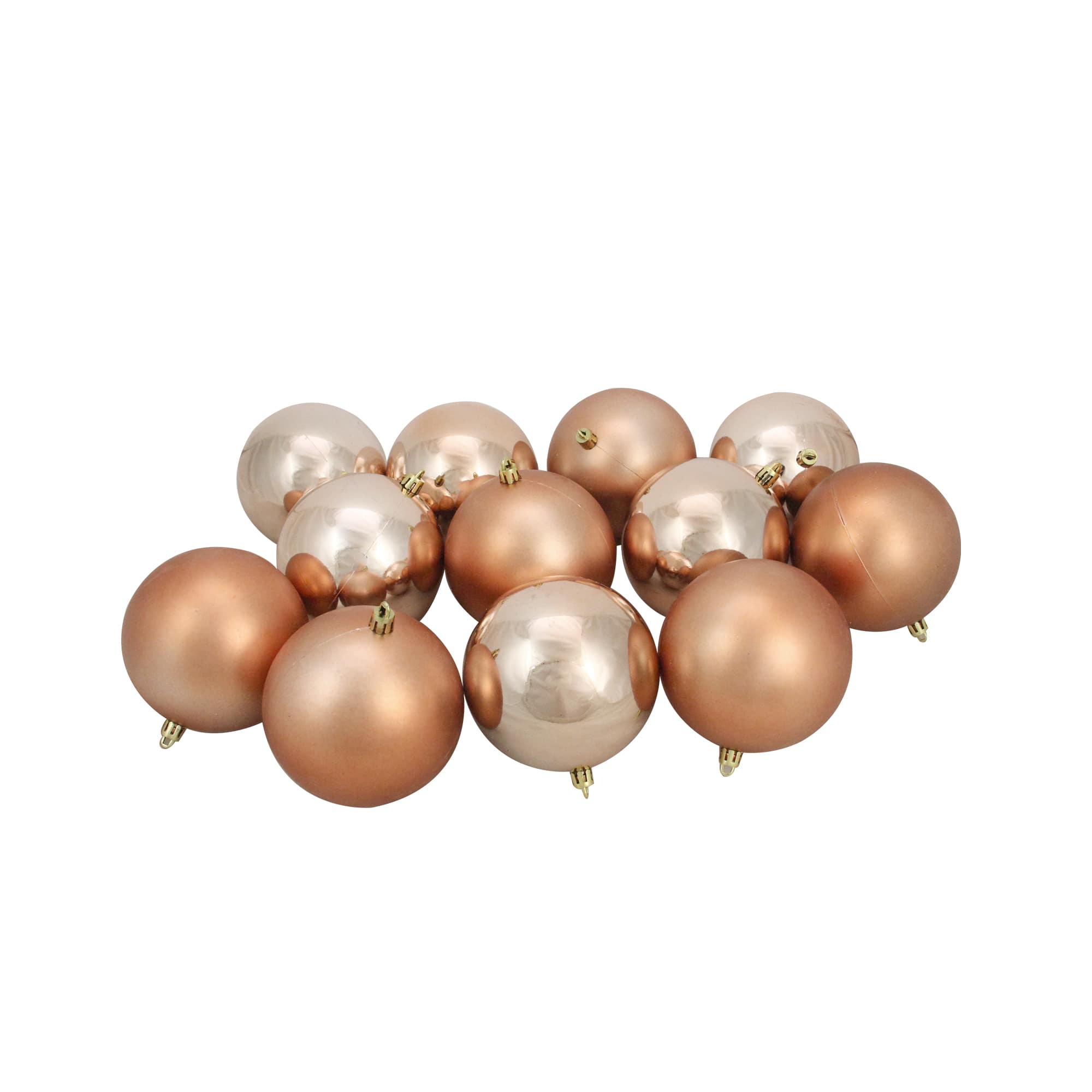 12ct. 4" Almond Brown 2-Finish Shatterproof Christmas Ball Ornaments