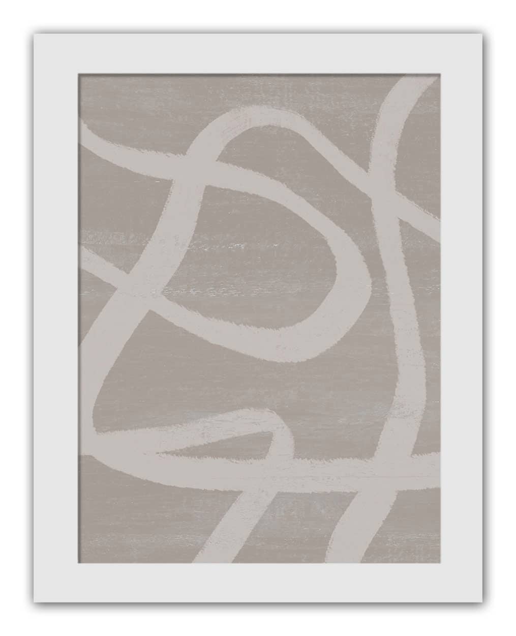 Modern Beige Lines 12" x 16" White Framed Print Under Plexiglass - Set of 2