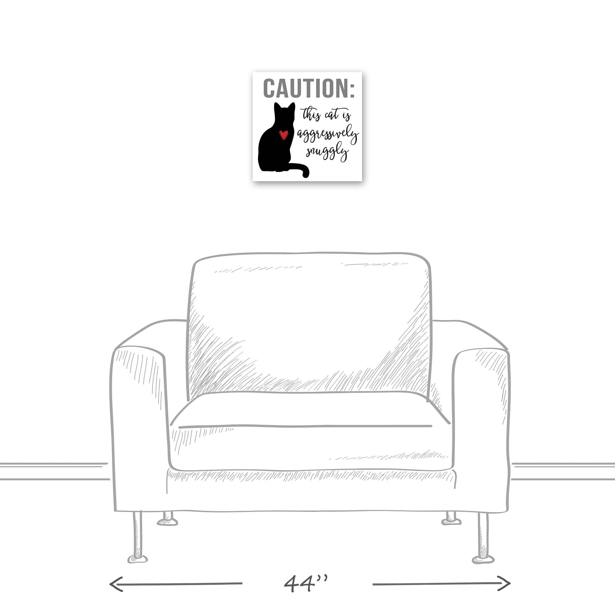 Caution Cat Snuggles Canvas Wall Art