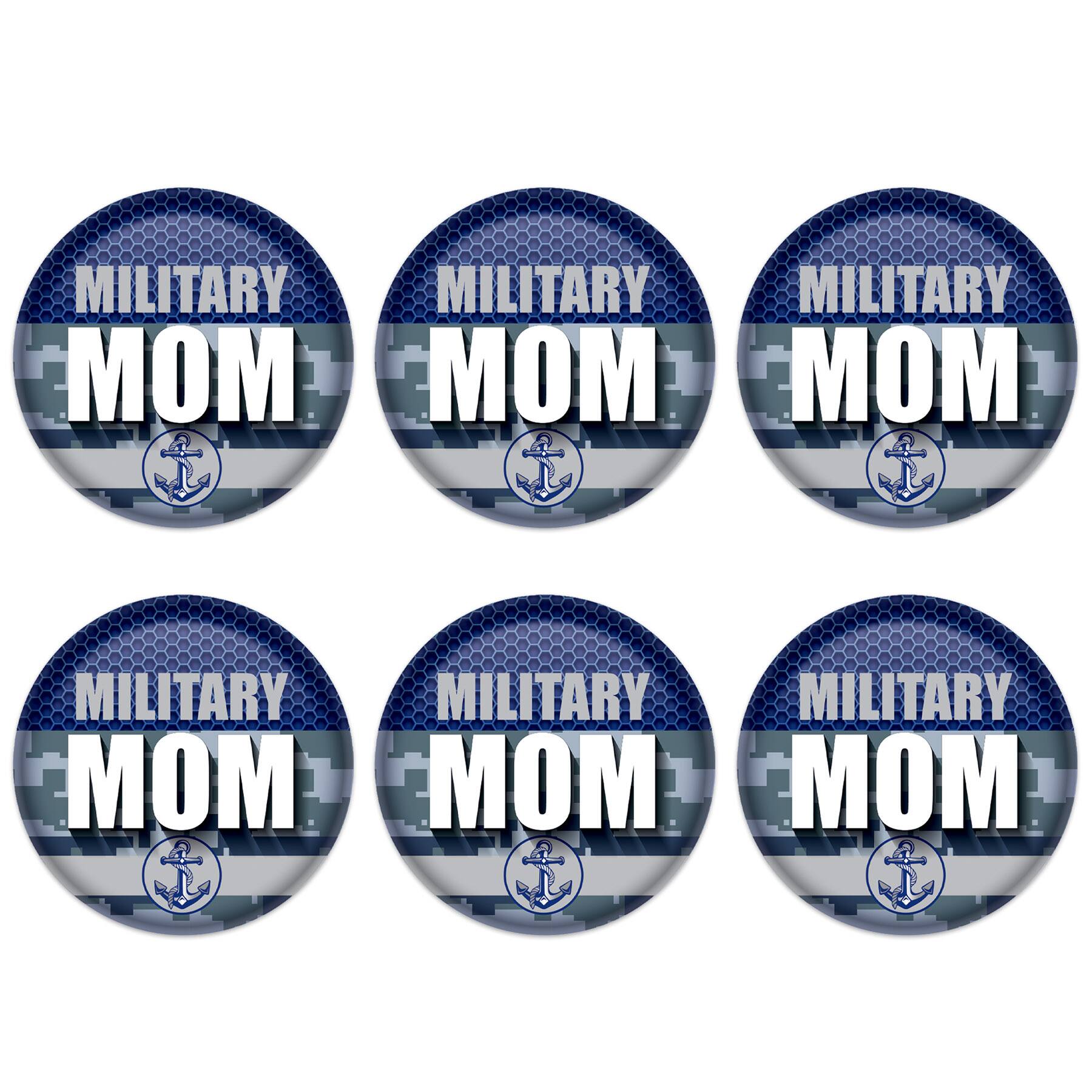 Beistle 2" Blue Camouflage Military Mom Buttons, 6ct.