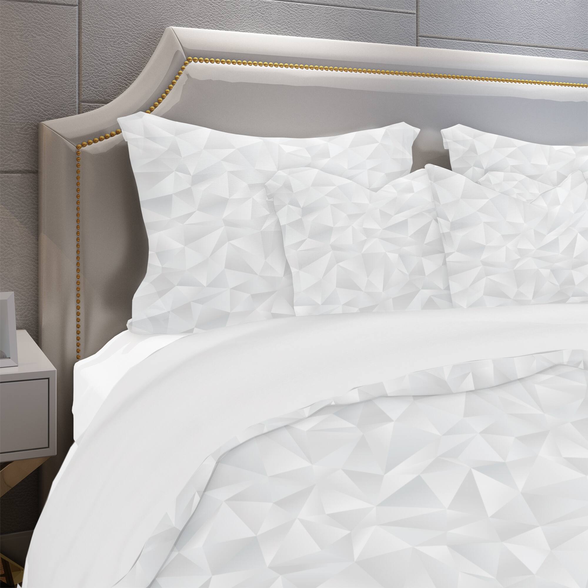 Designart 'Abstract White Geometric Pattern' Scandinavian Bedding Set - Duvet Cover & Shams