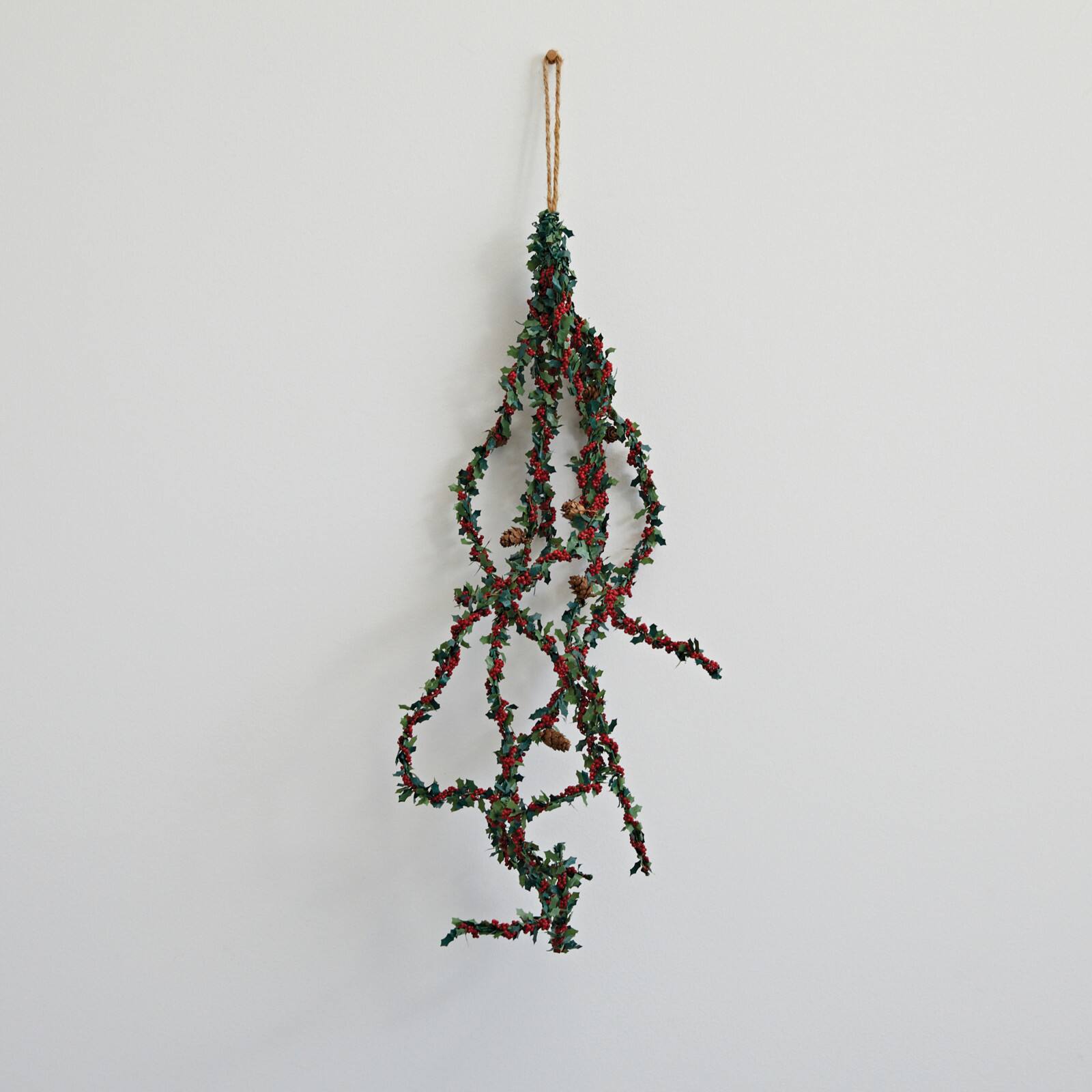 Hello Honey® 29.5" Faux Holly Leaf Spray with Red Berries & Pinecones