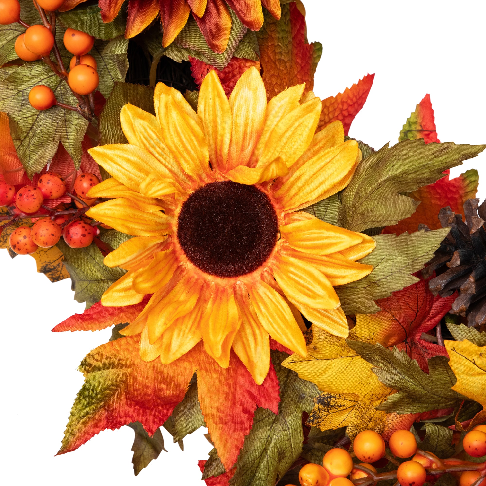 24" Sunflower & Pinecone Fall Wreath