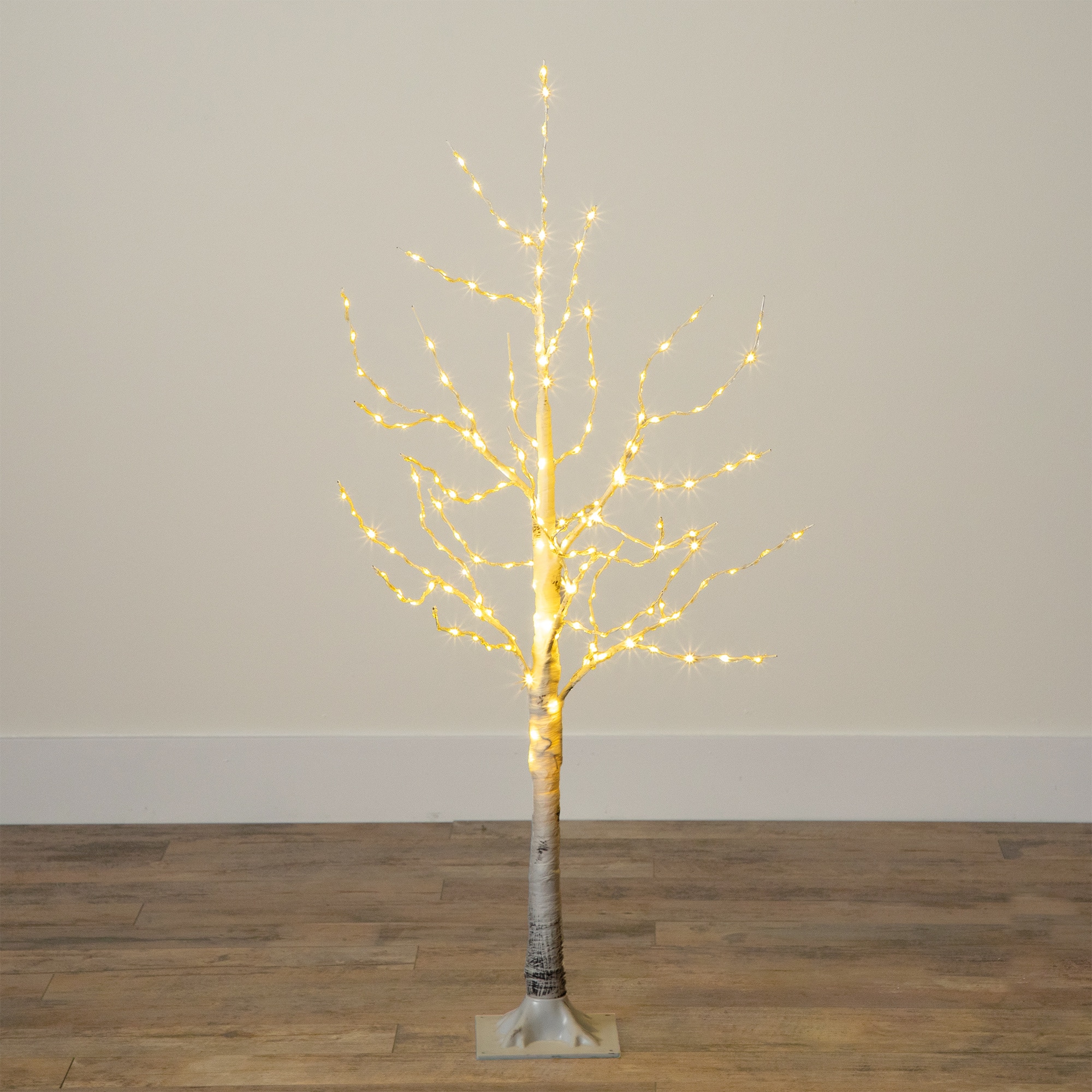 4ft. Pre-Lit White Birch Artificial Christmas Tree, Warm White LED Lights