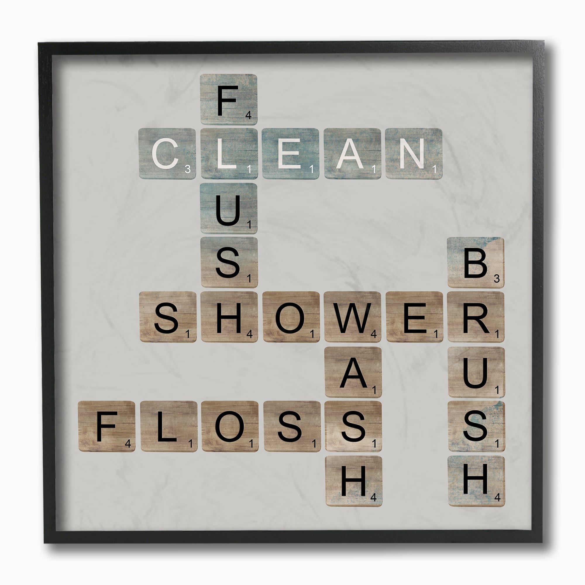Stupell Industries Scrabble Bathroom Illustration in Black Frame Wall Art