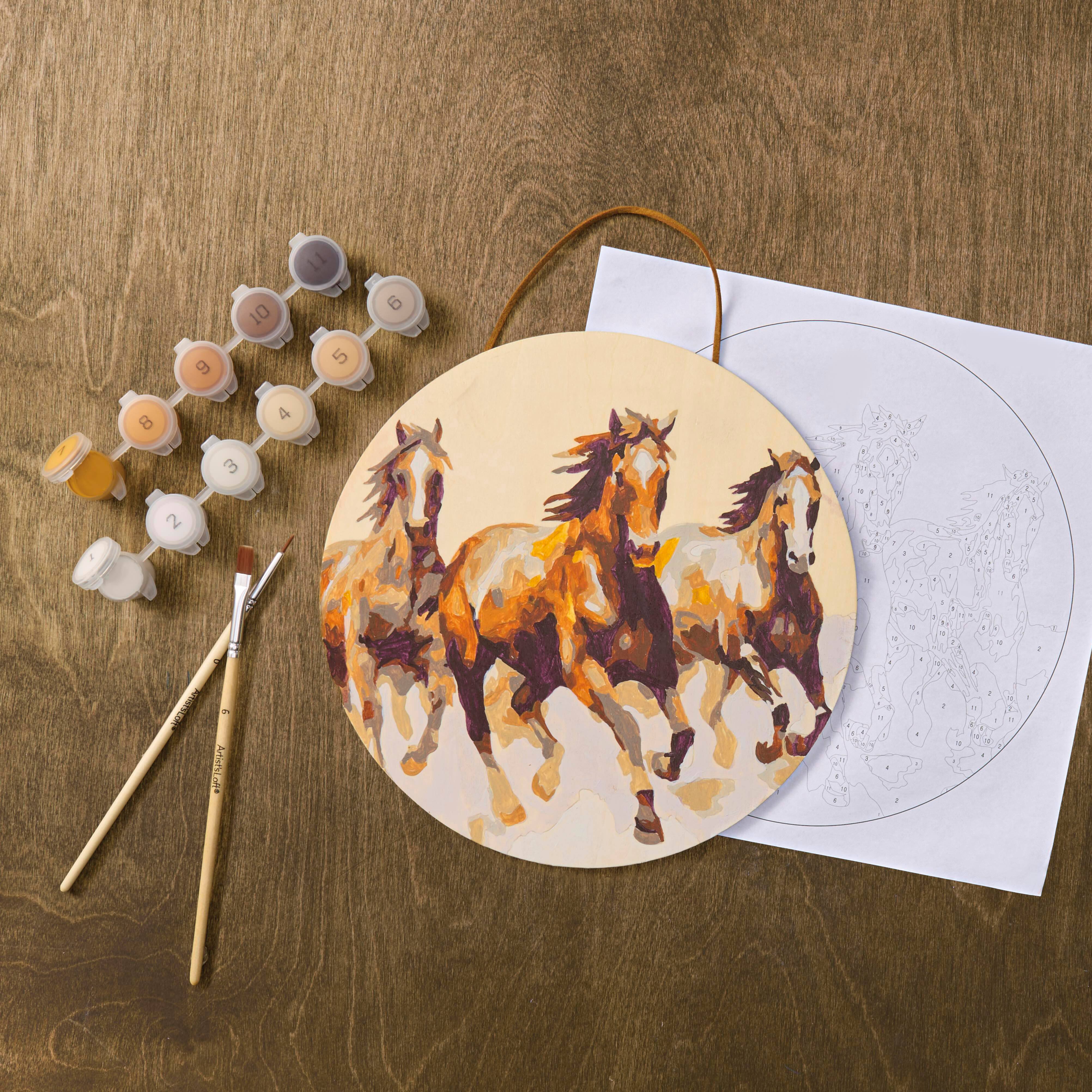 Horses Paint-by-Number Plywood Surface Kit by Artist's Loft®