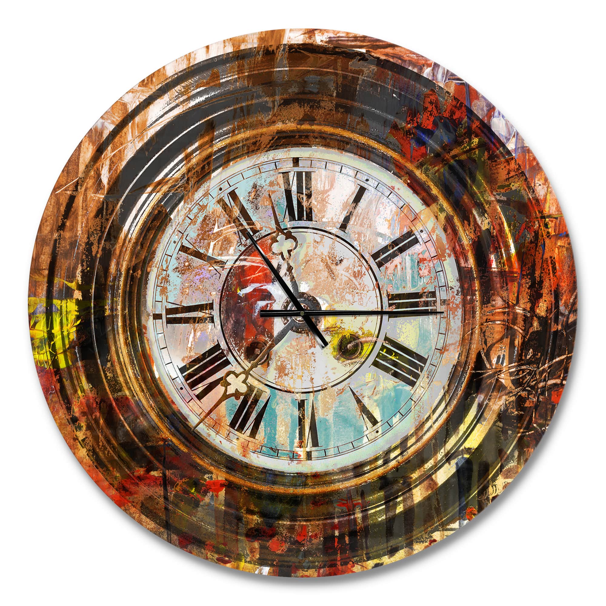 Designart 'People And Time Acrylic Painting Industrial Wall Clock