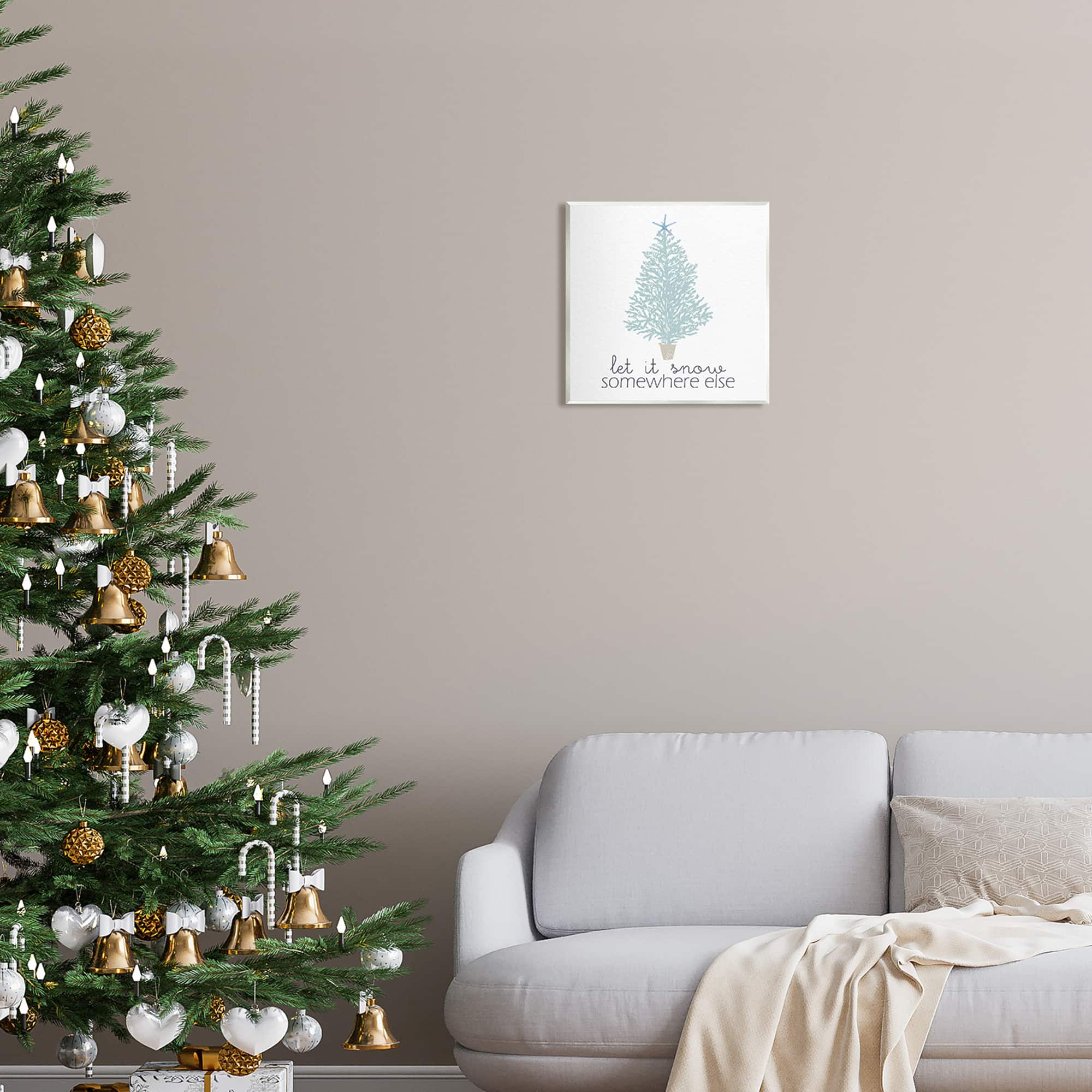 Stupell Industries Snow Somewhere Else Holiday Tree Wall Plaque Art