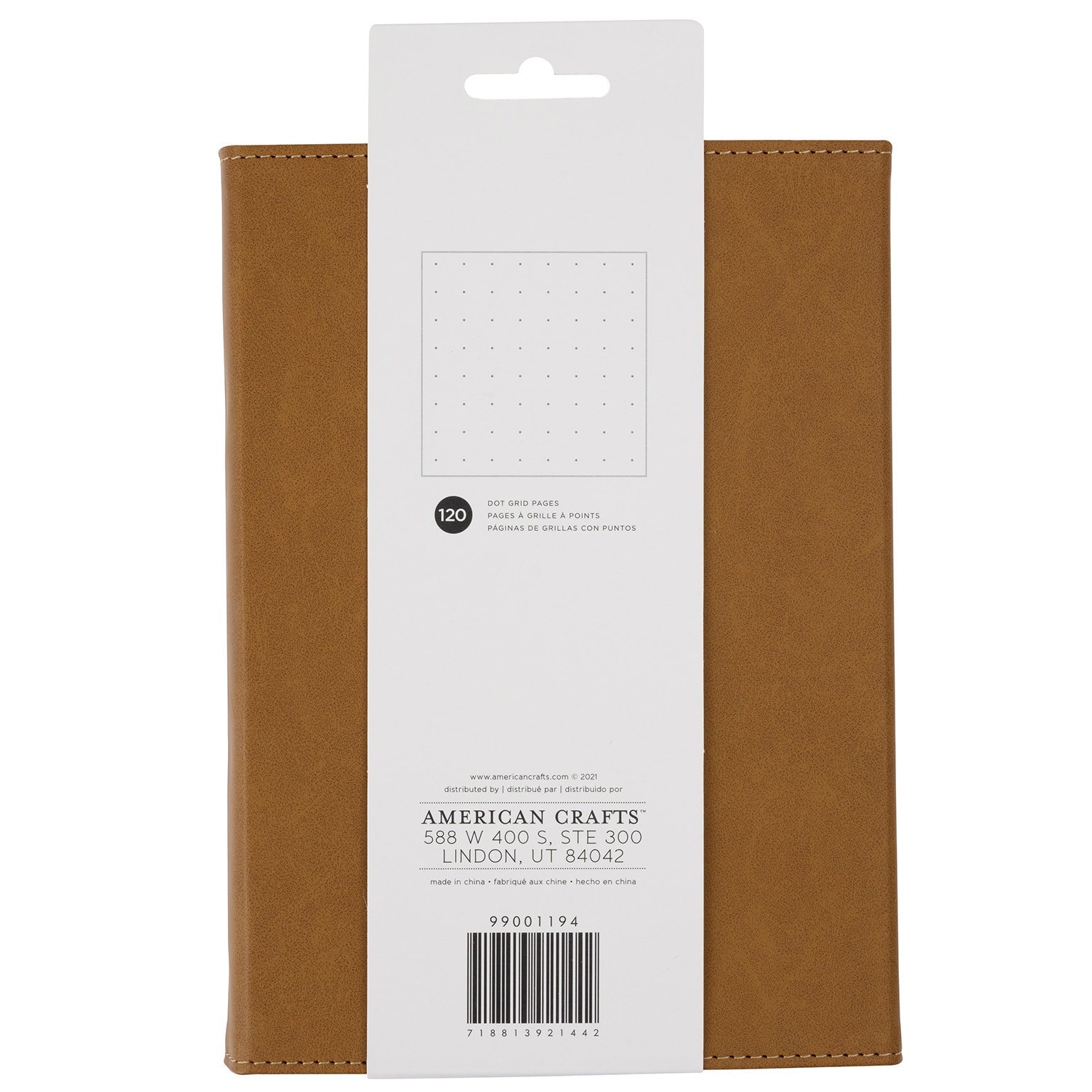 American Crafts™ Brown 6" x 8.25" Point Planner Snap Leatherette with Dot Grid, 120 Sheets