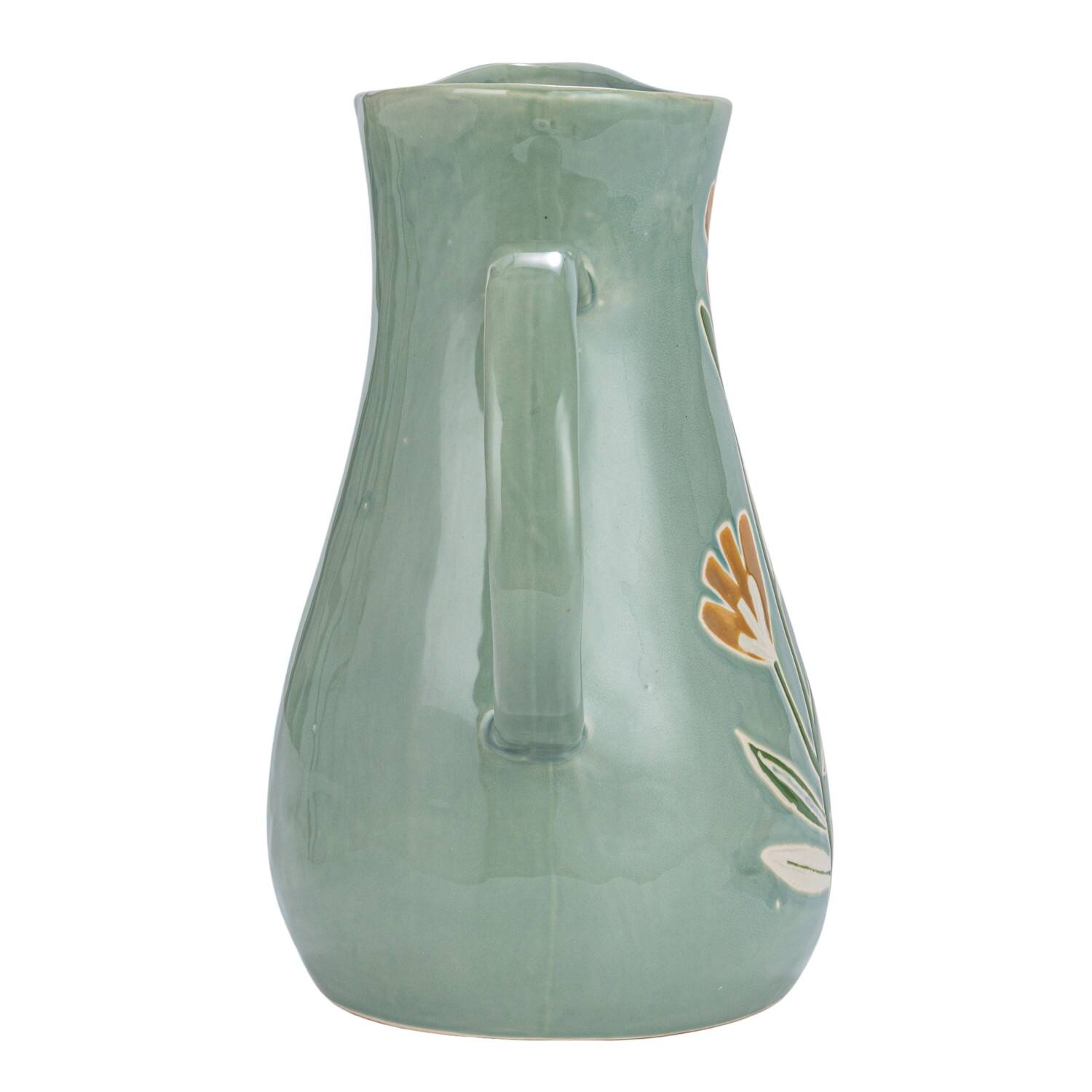 Hello Honey® 10" Hand-Painted Wax Relief Pattern Stoneware Pitcher