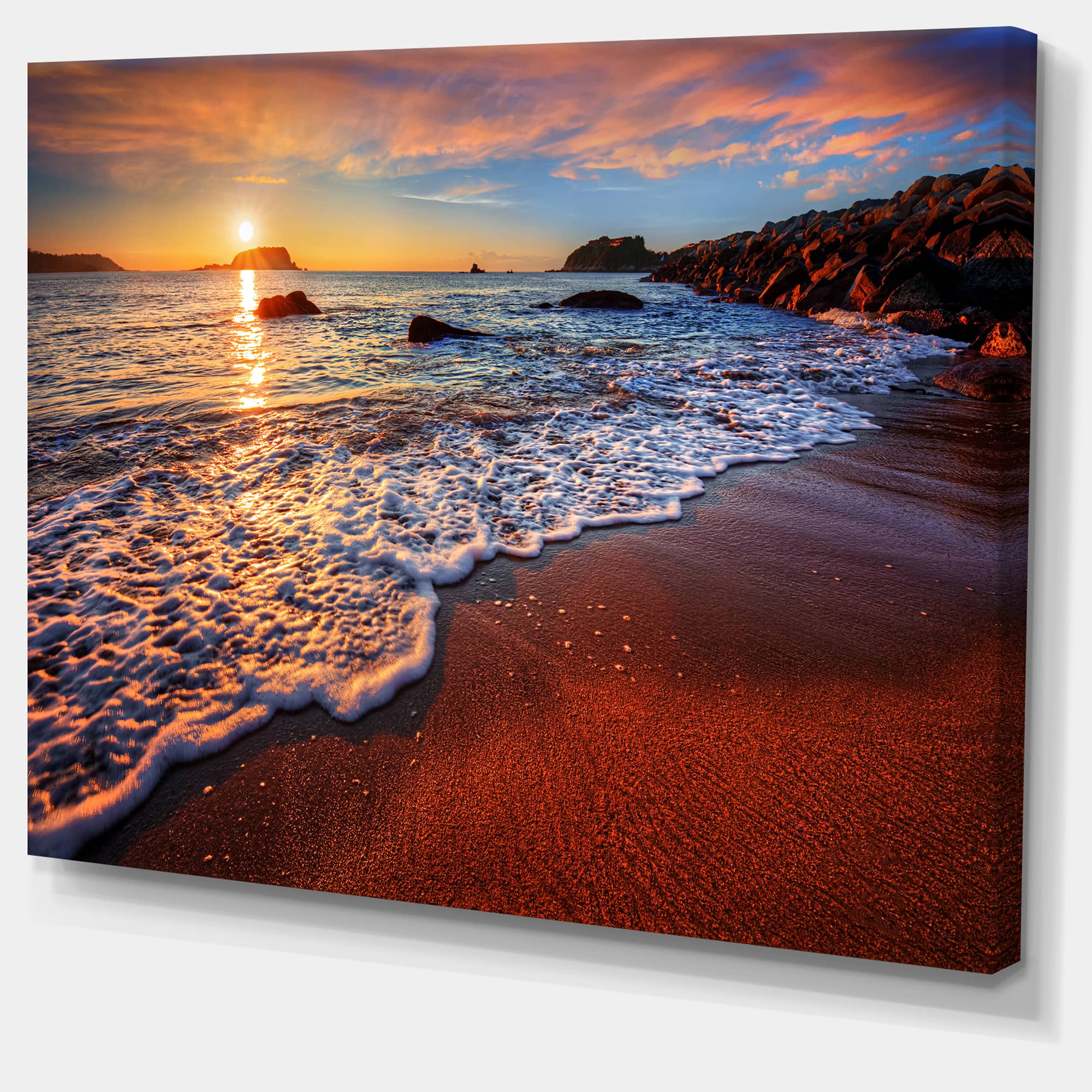 Designart - Stunning Ocean Beach at Sunset - Seashore Canvas Art Print