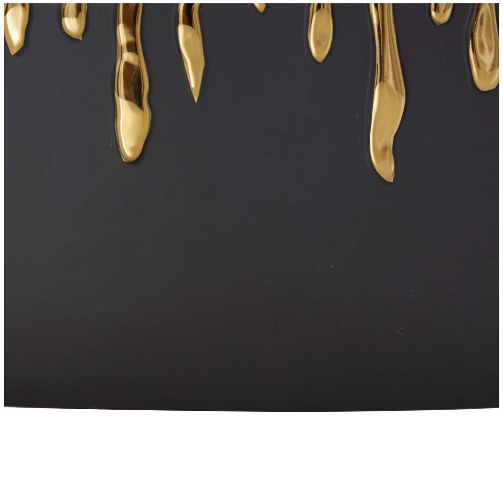 CosmoLiving by Cosmopolitan 11" Black Ceramic Vase with Abstract Gold Melting Drips