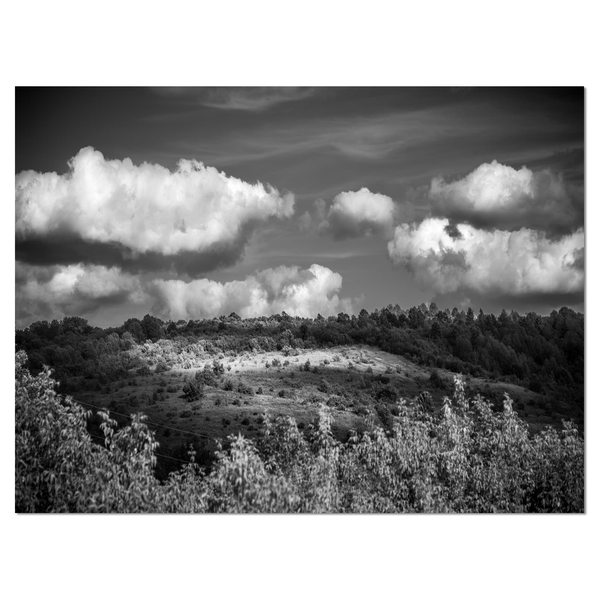 Designart - Green Hills under Cloudy Sky - Extra Large Wall Art Landscape