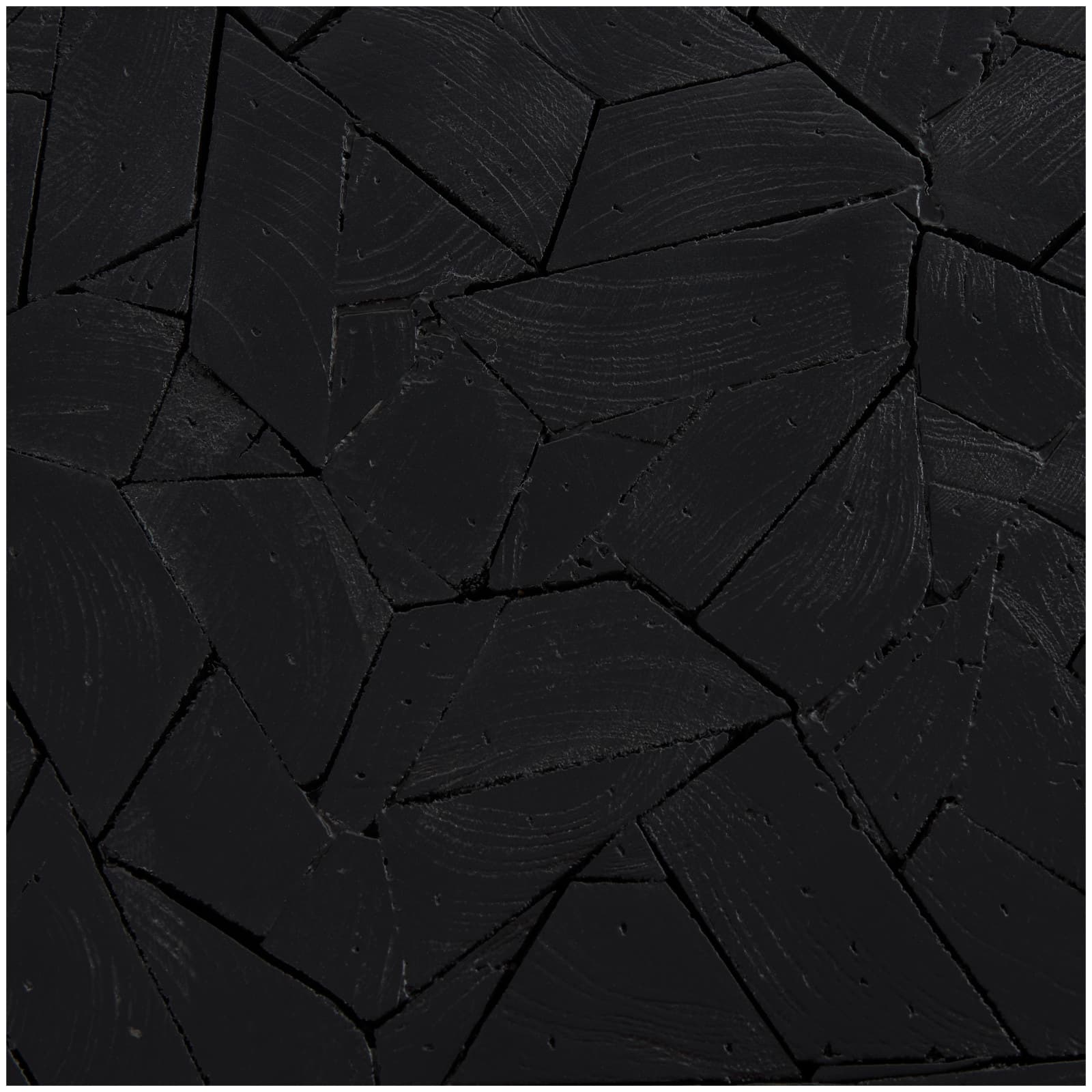 22" Black Teak Wood Geometric Handmade Inverted Pyramid Accent Table with Black Metal Base