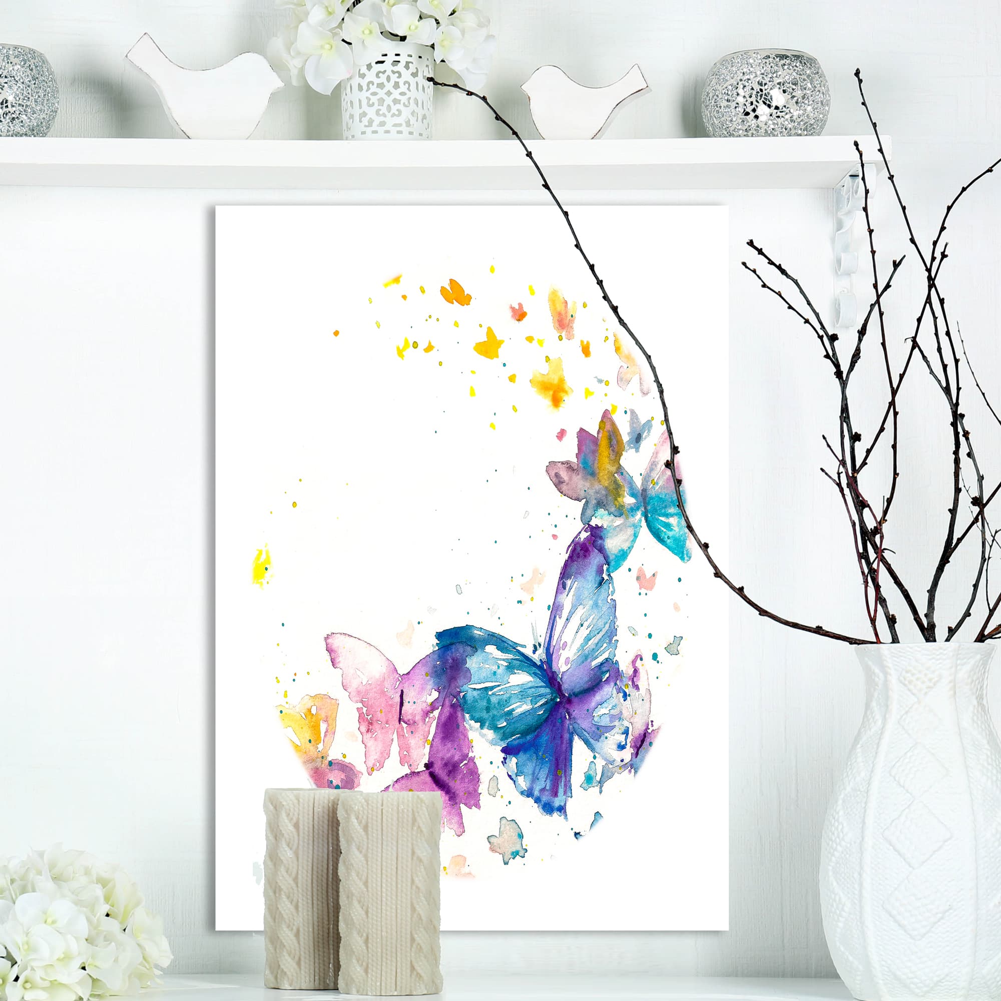 Designart - Butterfly on White Paper