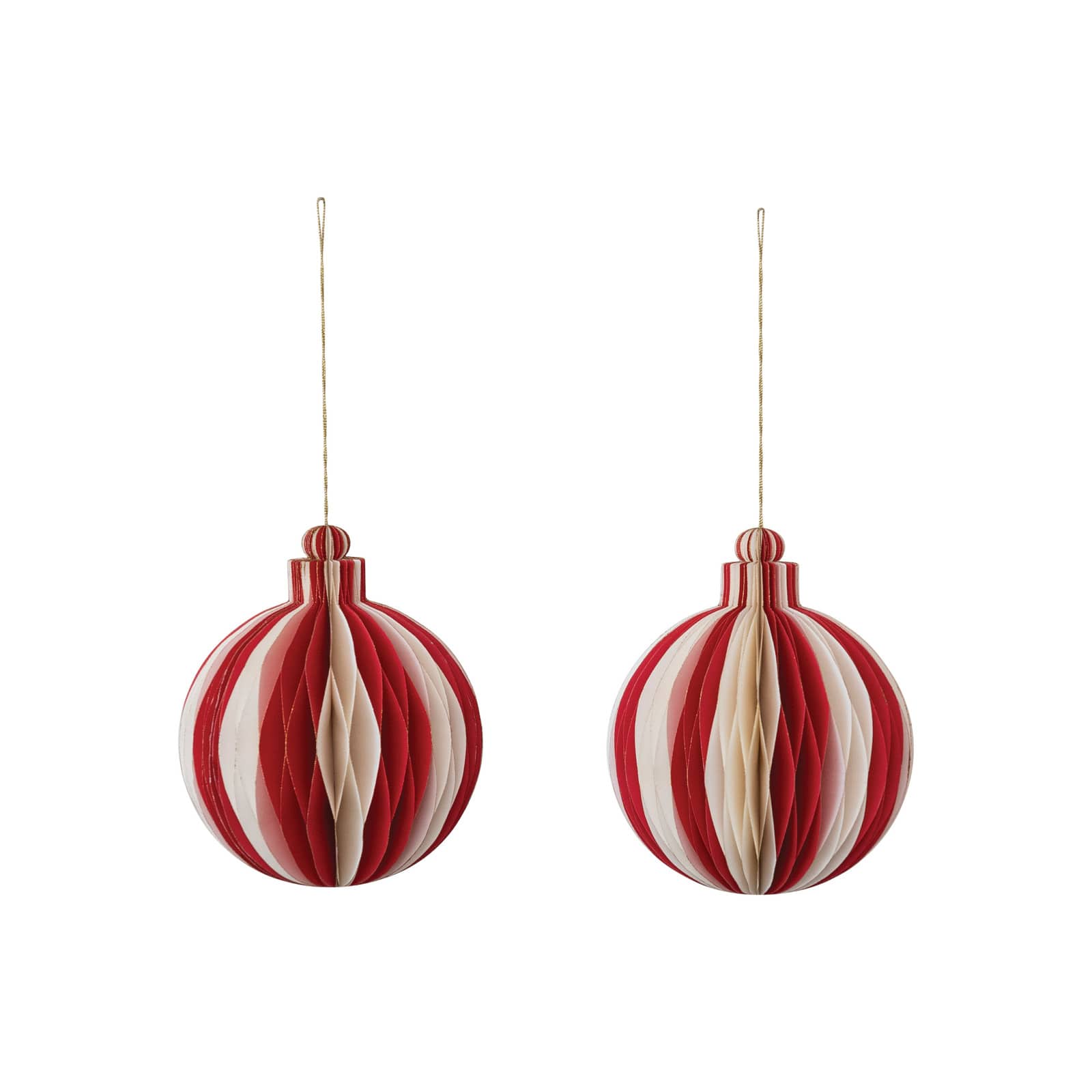 Hello Honey® Red & Cream Glittering Honeycomb Paper Ornaments, 2ct.