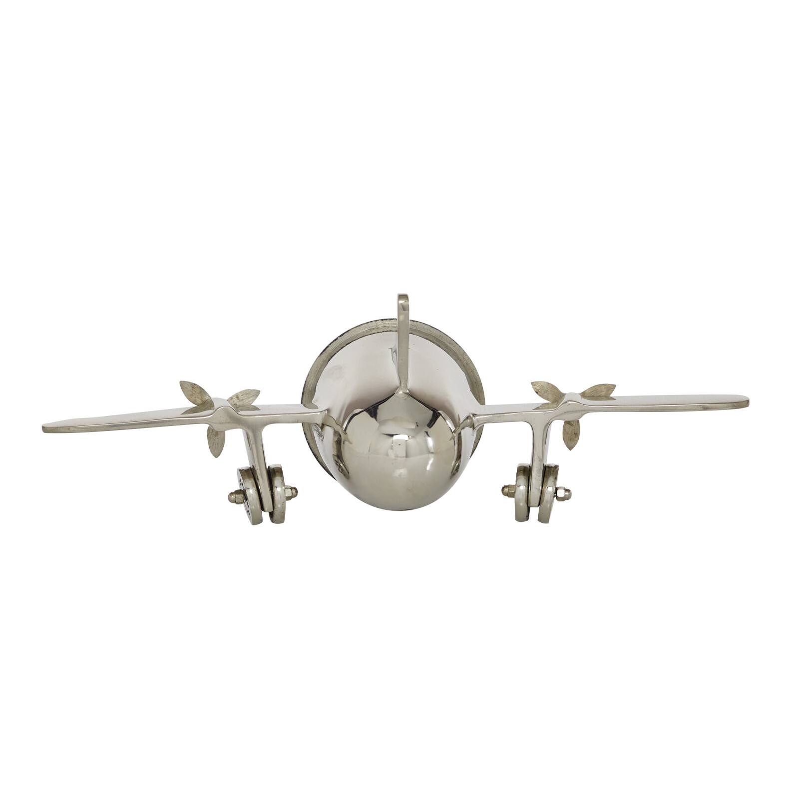 16" Silver Aluminum Airplane Clock