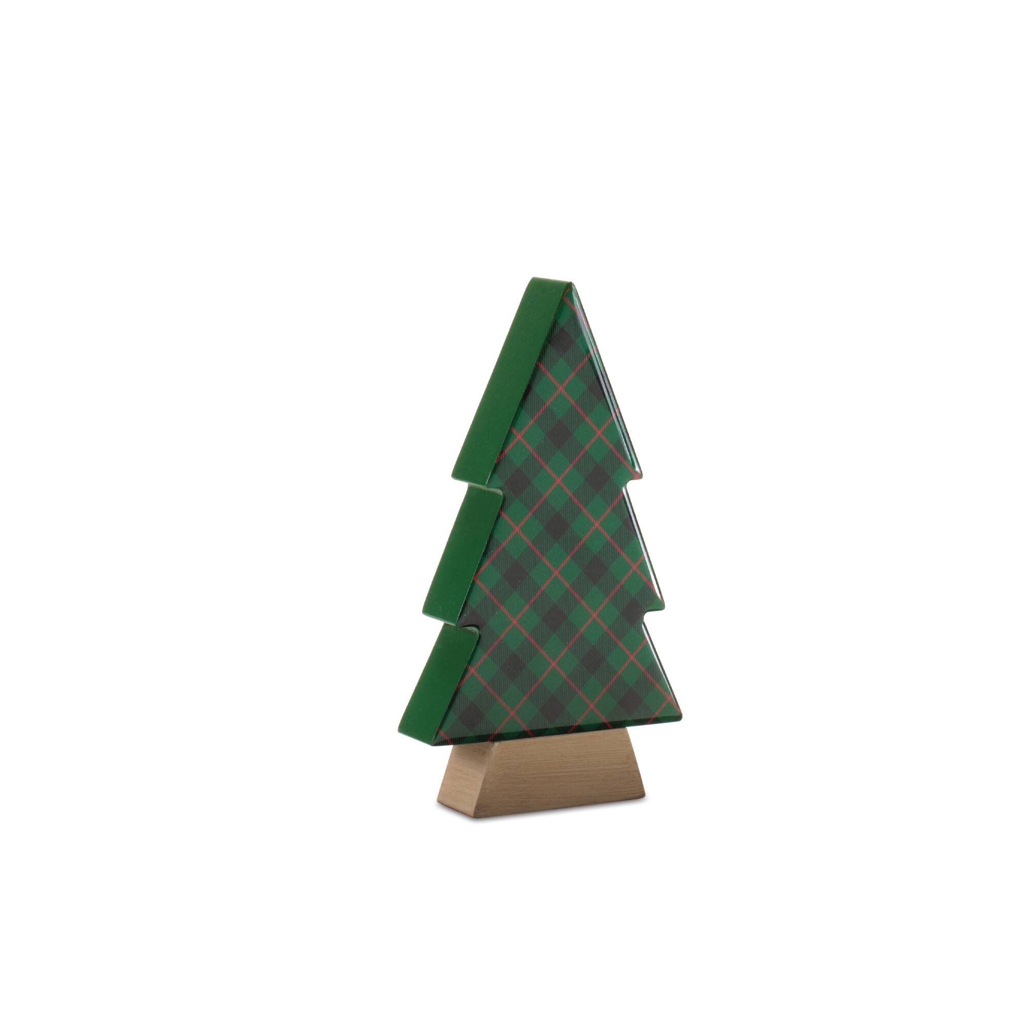 Melrose Plaid Holiday Tree with Wooden Base Set