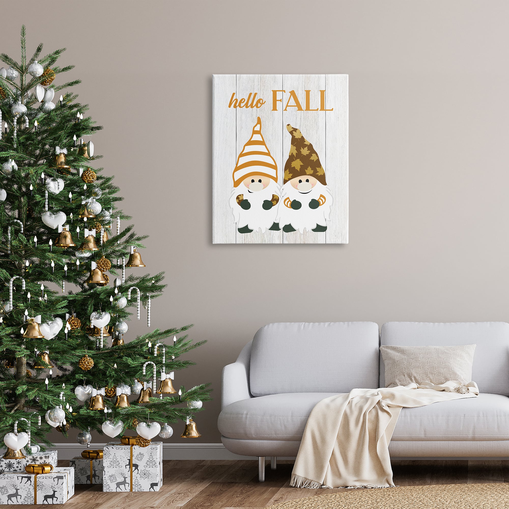 Stupell Industries Hello Fall Whimsical Gnomes Canvas Wall Art
