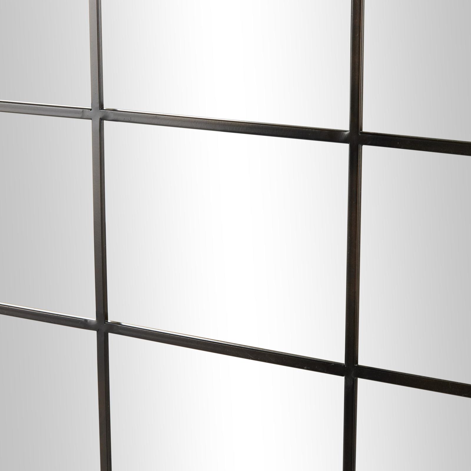 Black Arched Metal Windowpane Wall Mirror