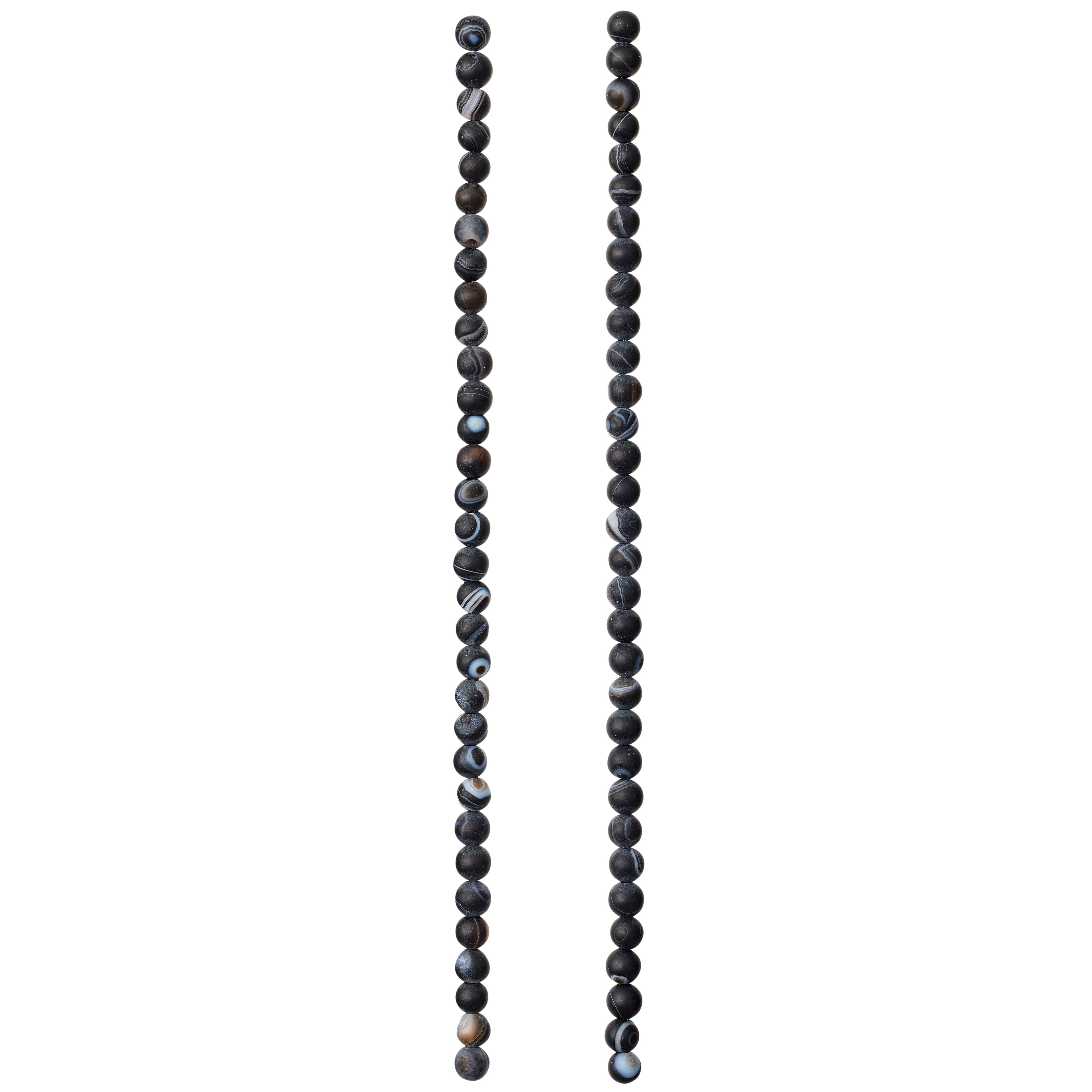 12 Pack: Black Matte Striped Agate Round Beads, 4mm by Bead Landing™