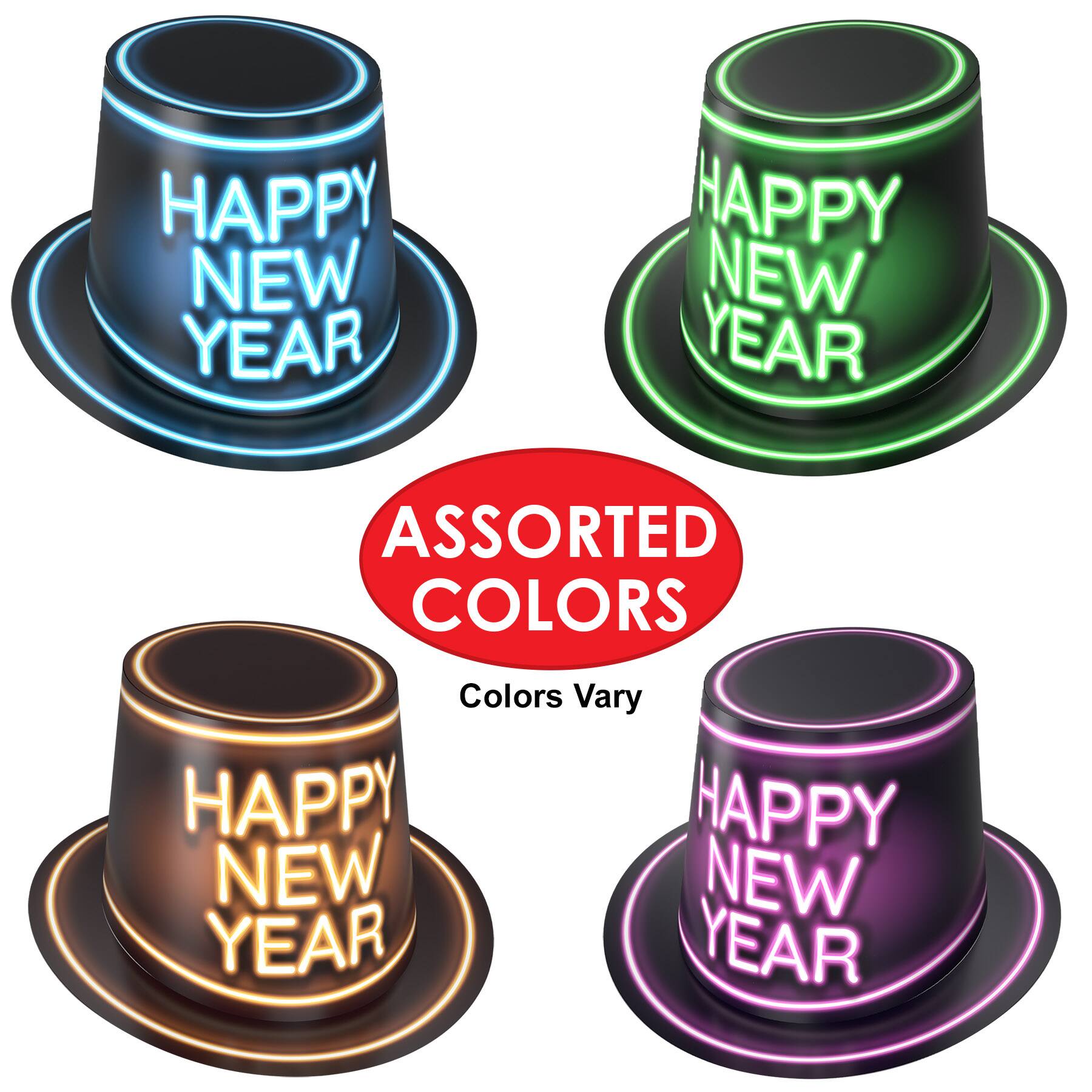 Beistle Glowing New Year Hi-Hats, 25ct.