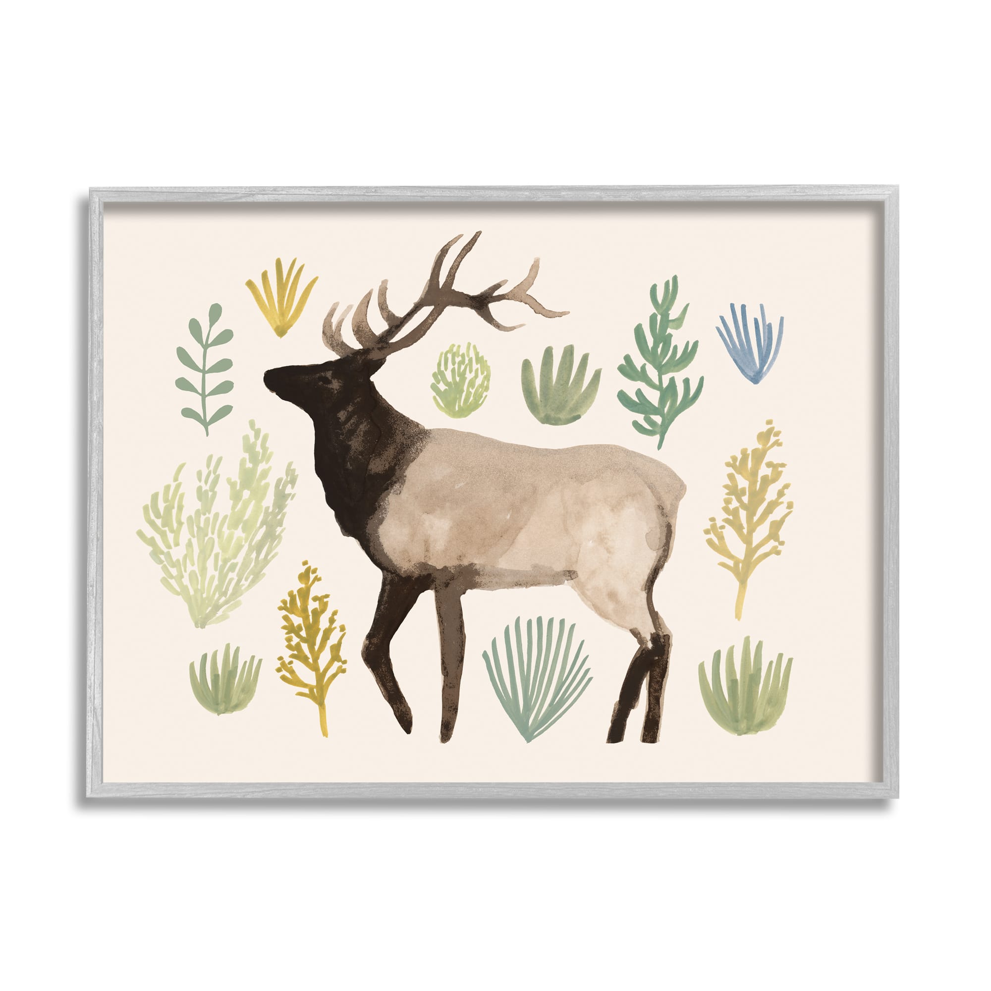 Stupell Industries Southwestern Elk Yellow Green Vegetation Noble Animal in Frame Wall Art