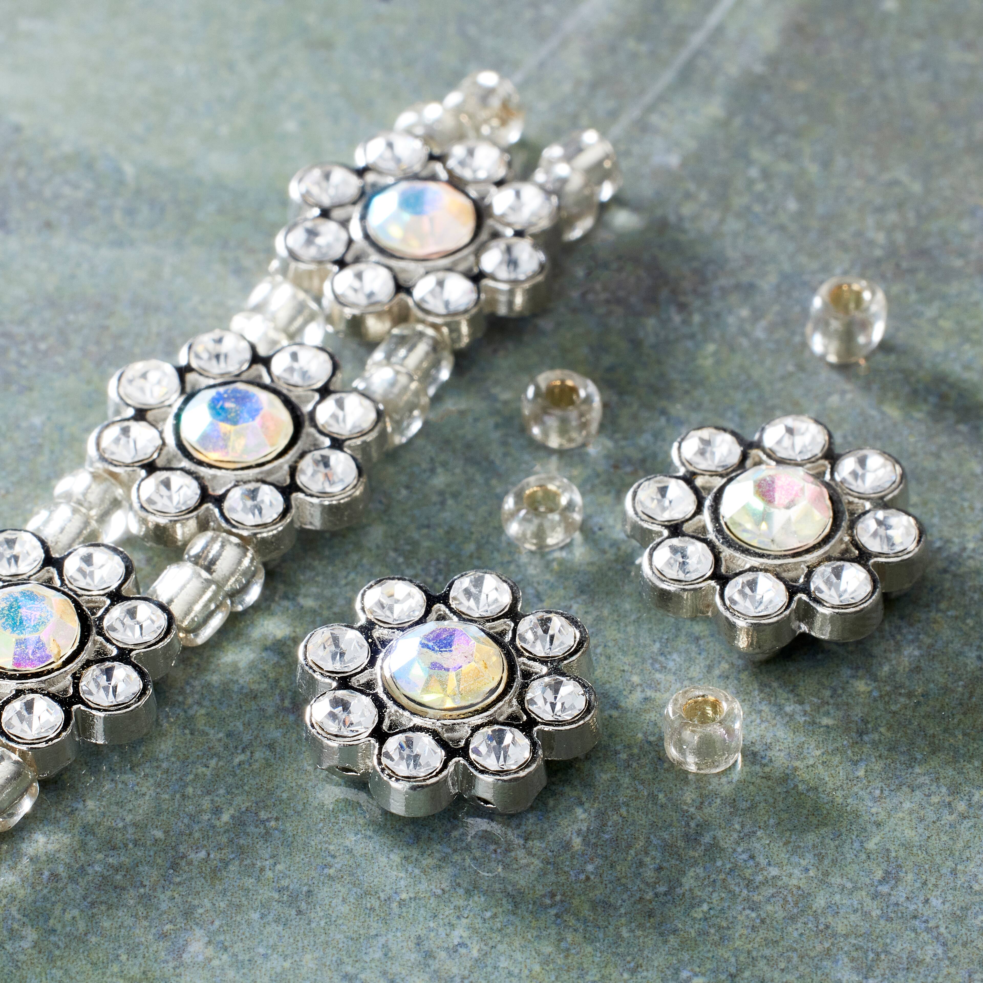 Silver-Plated Flower Sliders, 15mm by Bead Landing™