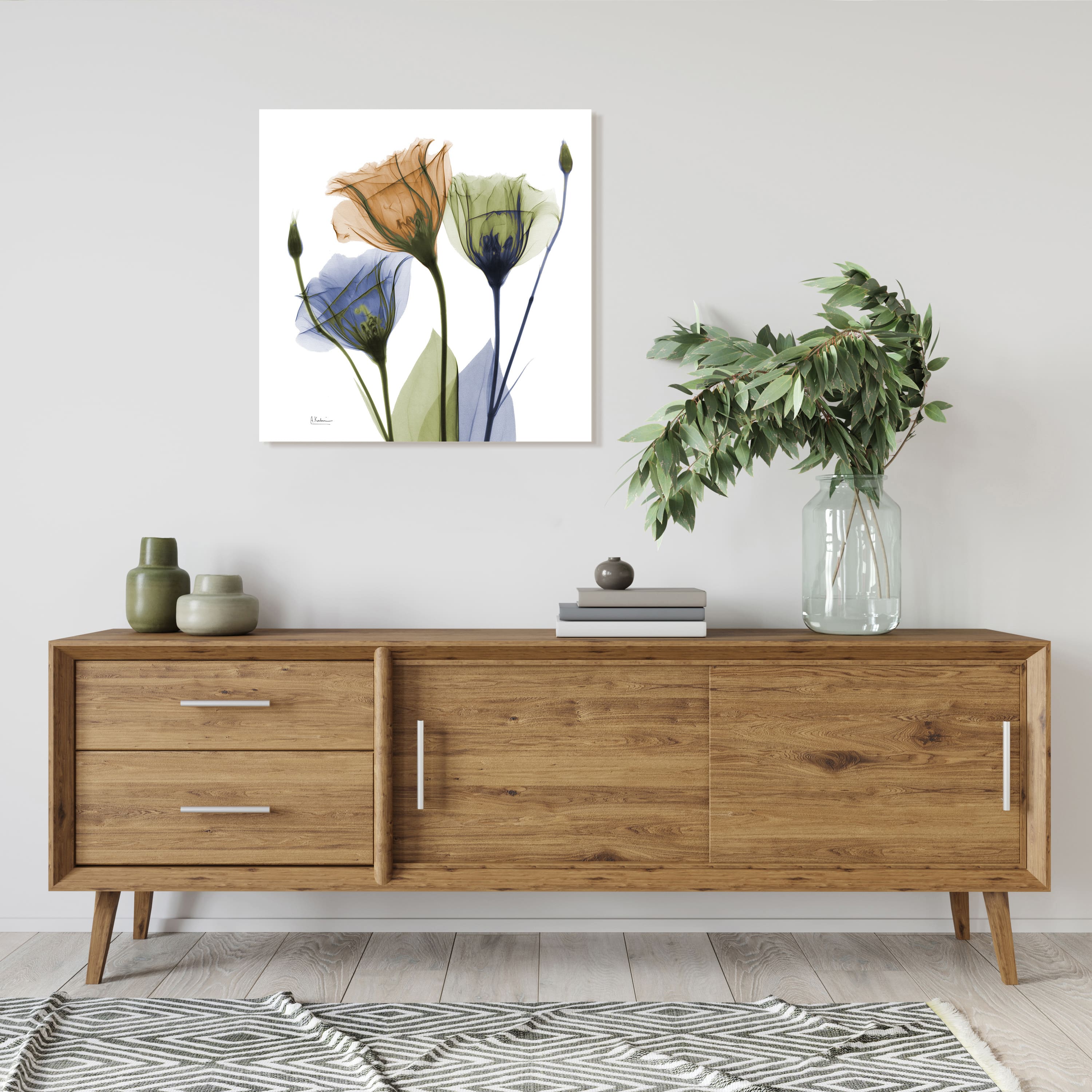 Empire Art Direct 24" x 24" Gentian Buddies Frameless Free Floating Printed Tempered Glass Wall Art