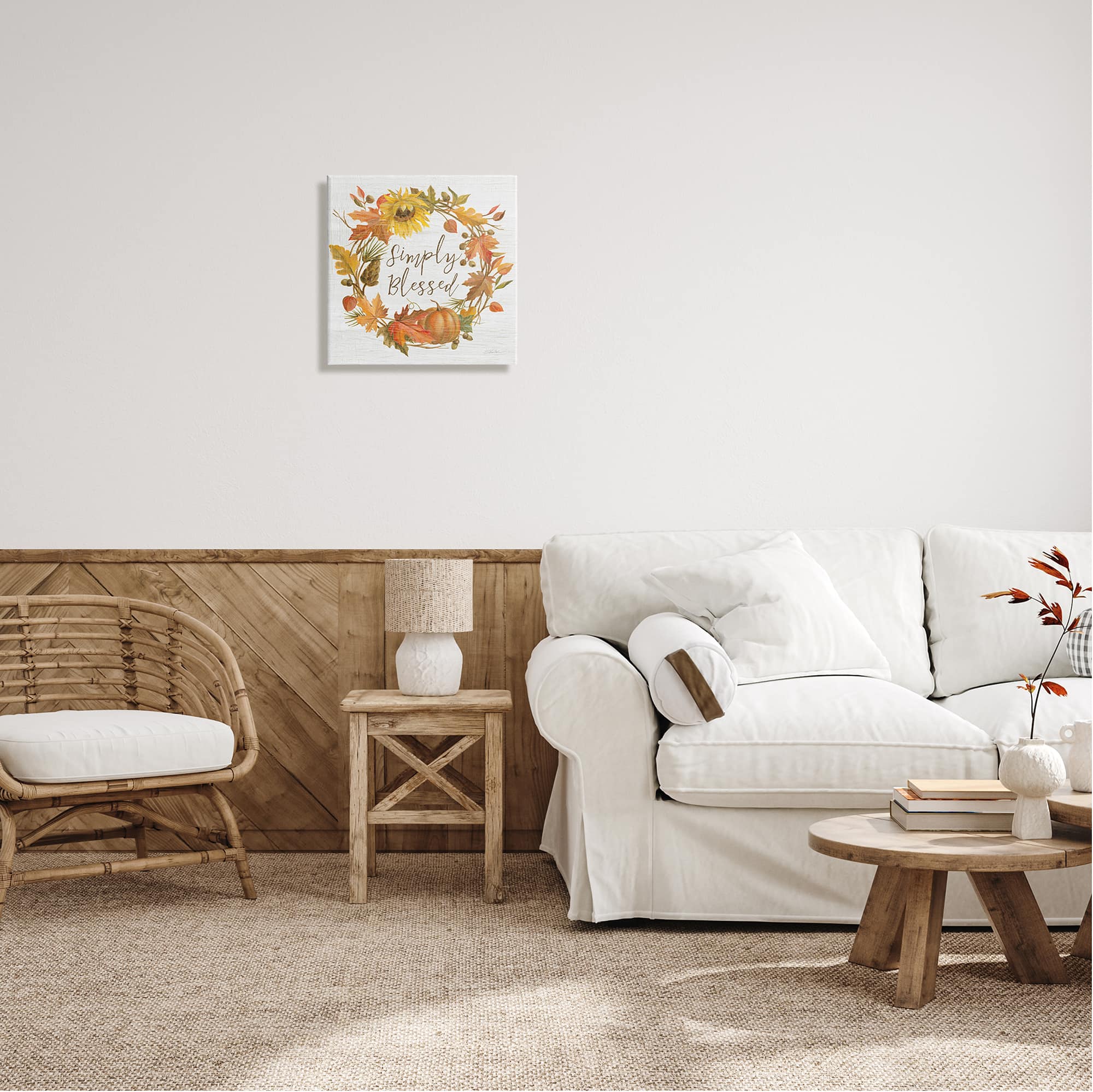 Stupell Industries Simply Blessed Autumn Wreath Canvas Wall Art