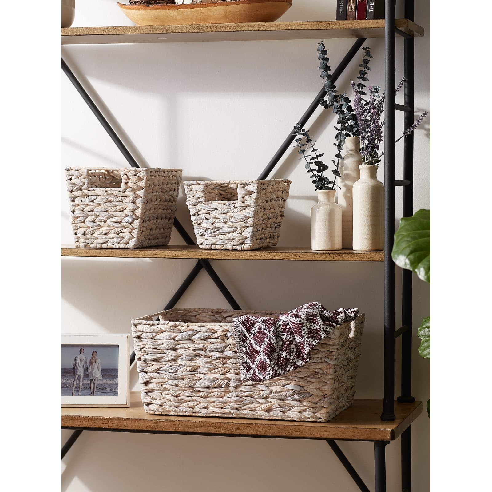 DII® White Wash Hyacinth Basket Set