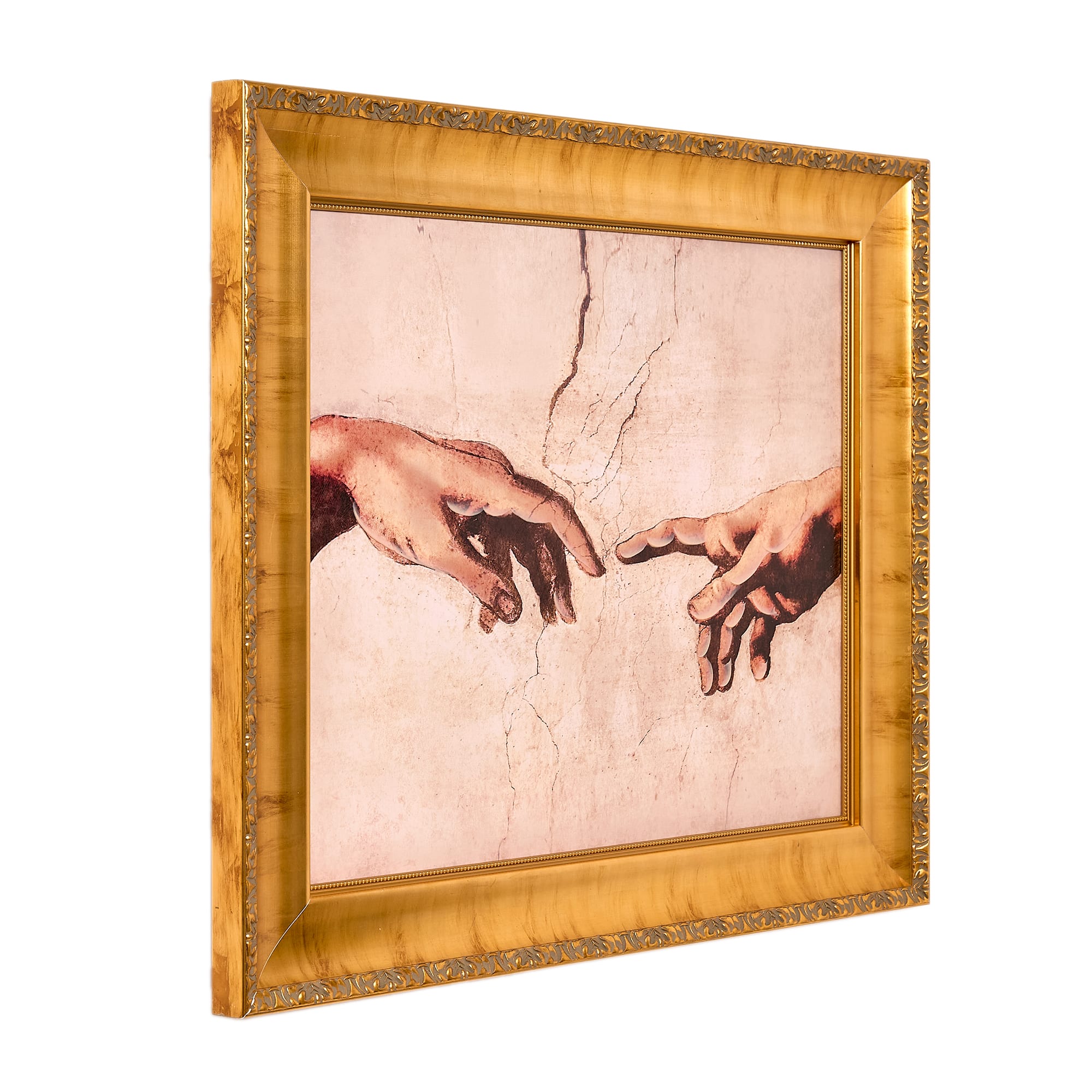 American Art Decor Ornate Framed Creation of Adam Canvas Print by Michelangelo - 30.62" x 26.75"