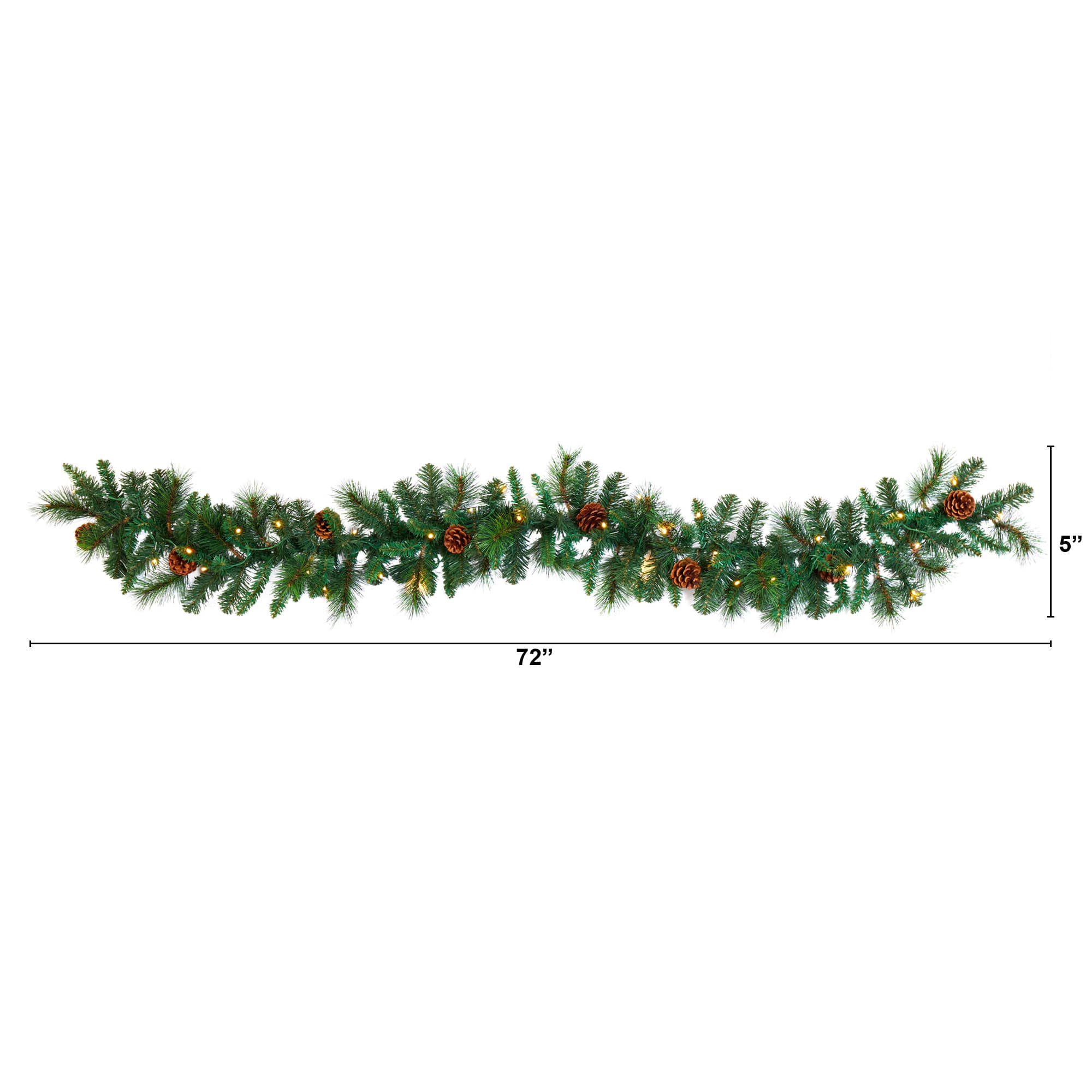 6ft. Pre-Lit Clear LED Mixed Pine & Pinecone Artificial Garland