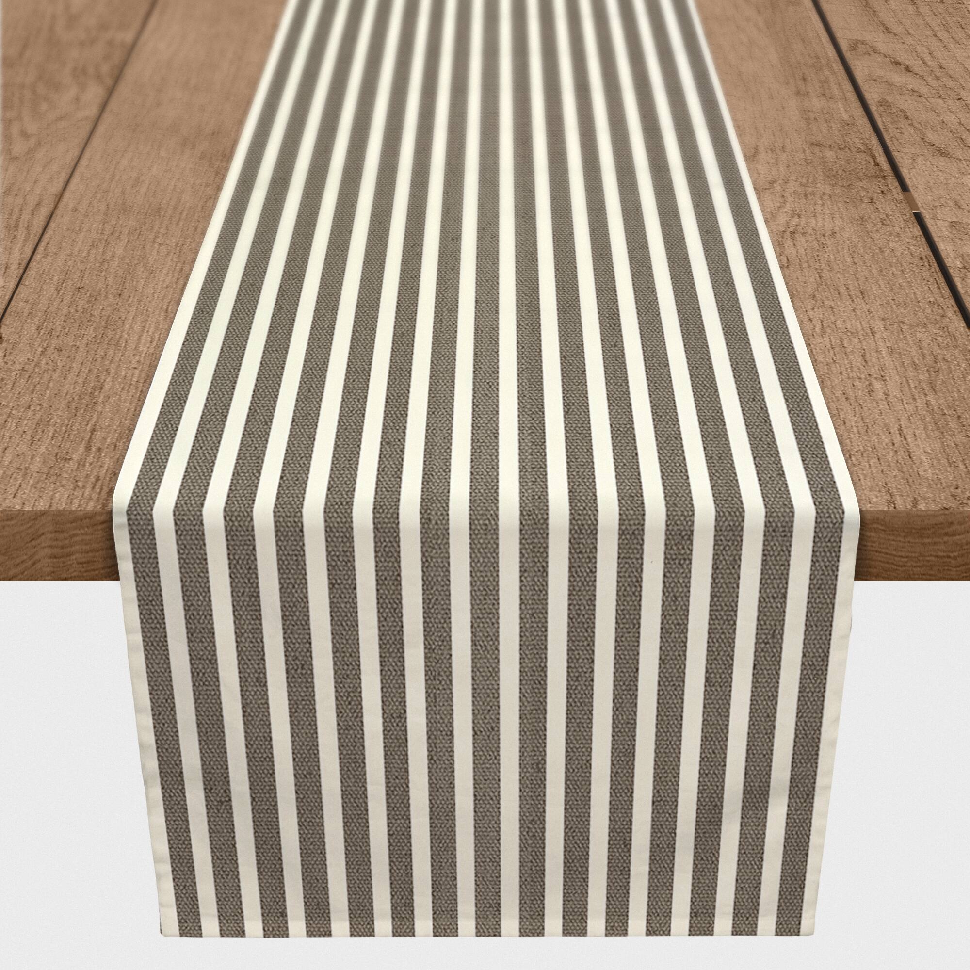 90" Brown Stripes Cotton Twill Table Runner