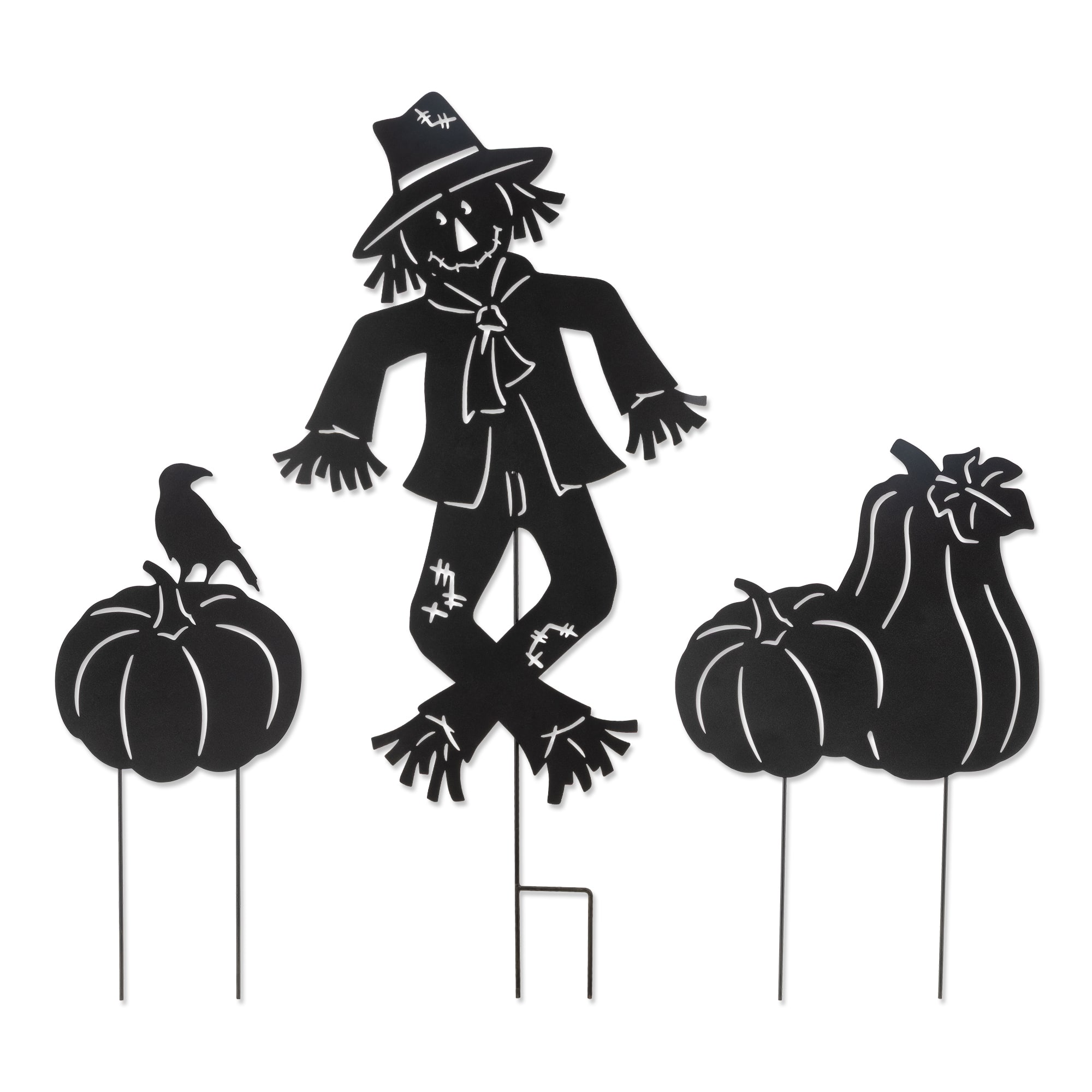 Glitzhome® Set of 3 Fall Metal Scarecrow Silhouette Yard Stakes