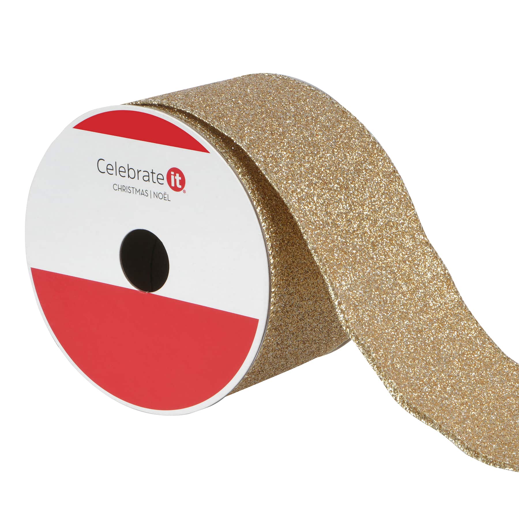 2.5" x 10yd. Gold Wired Glitter Ribbon by Celebrate It®