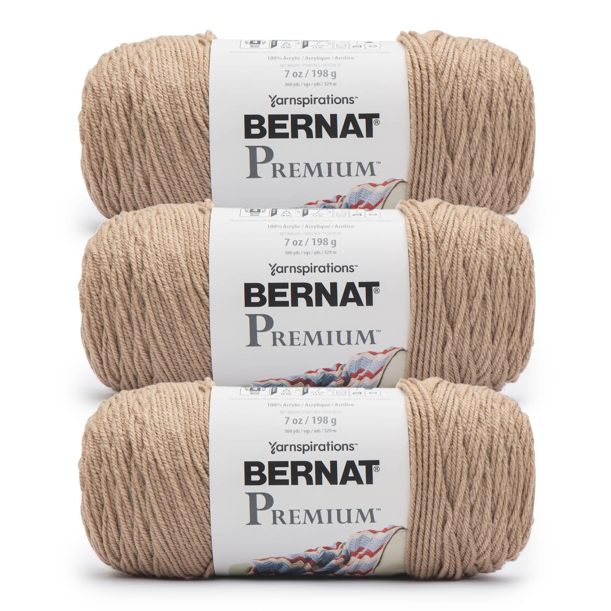 3 Pack Bernat® Premium™ Yarn, Color: Burlap | Michaels