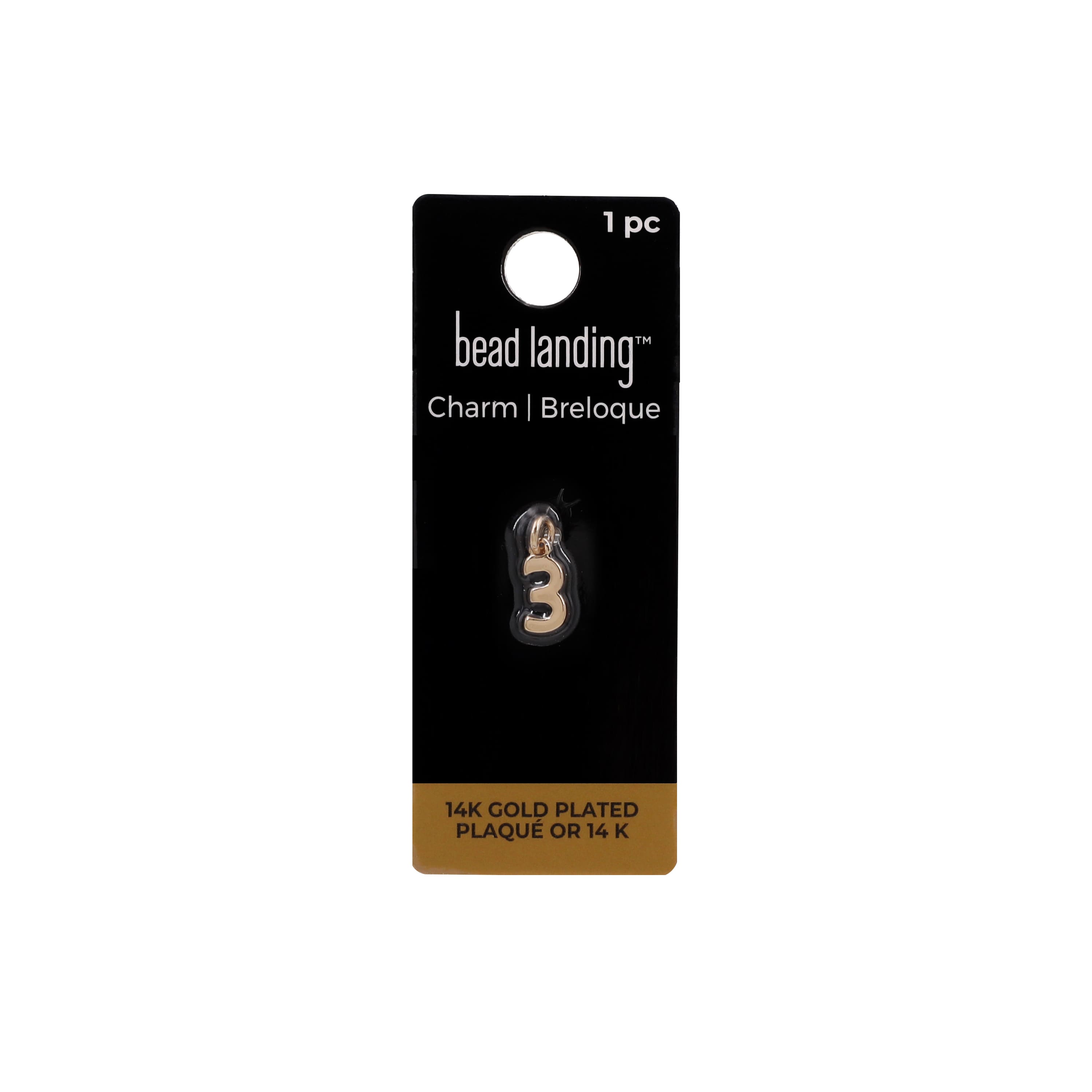 14K Gold Plated Metal Number Charm by Bead Landing
