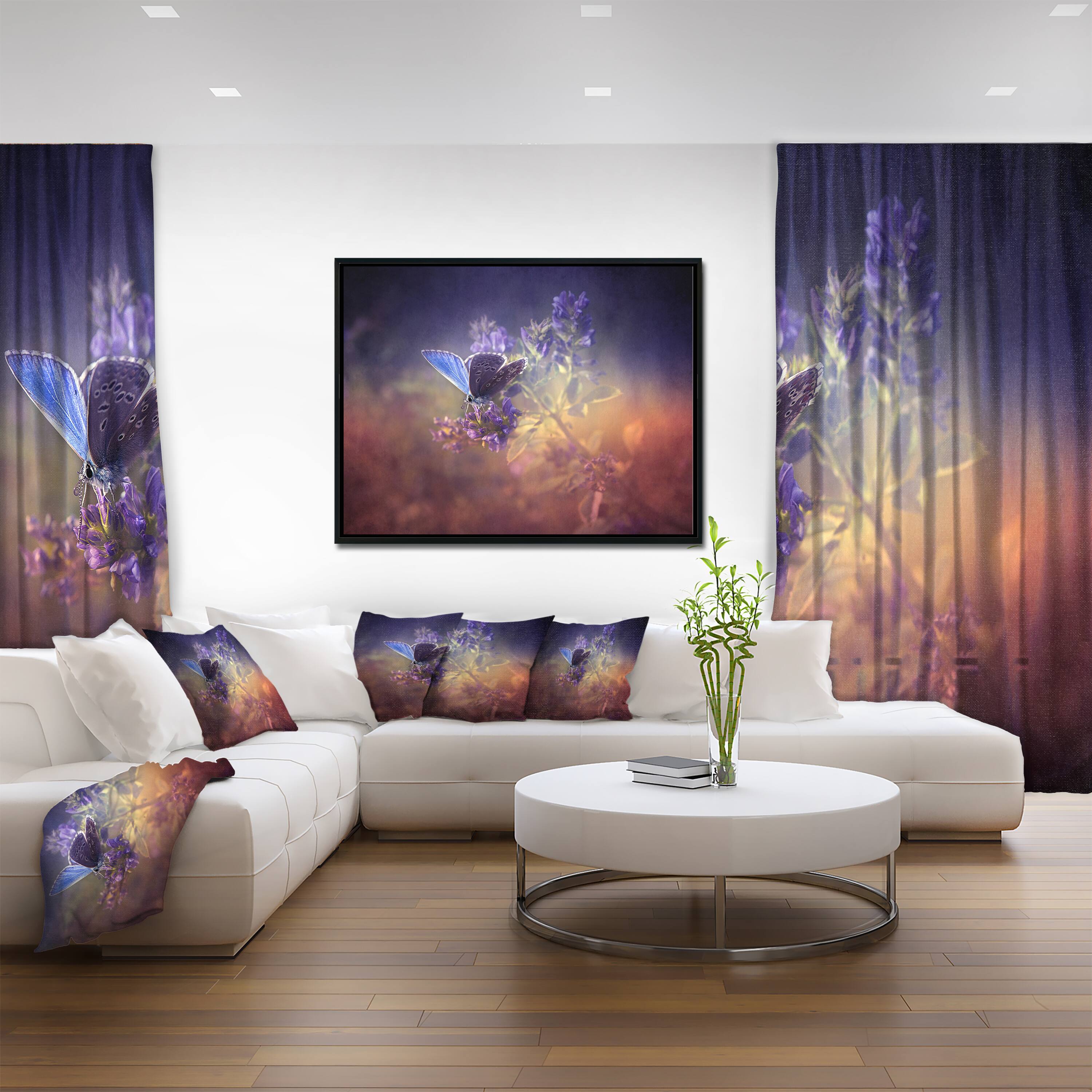 Designart - Vintage Butterfly - Floral Art Canvas Print in Black Frame